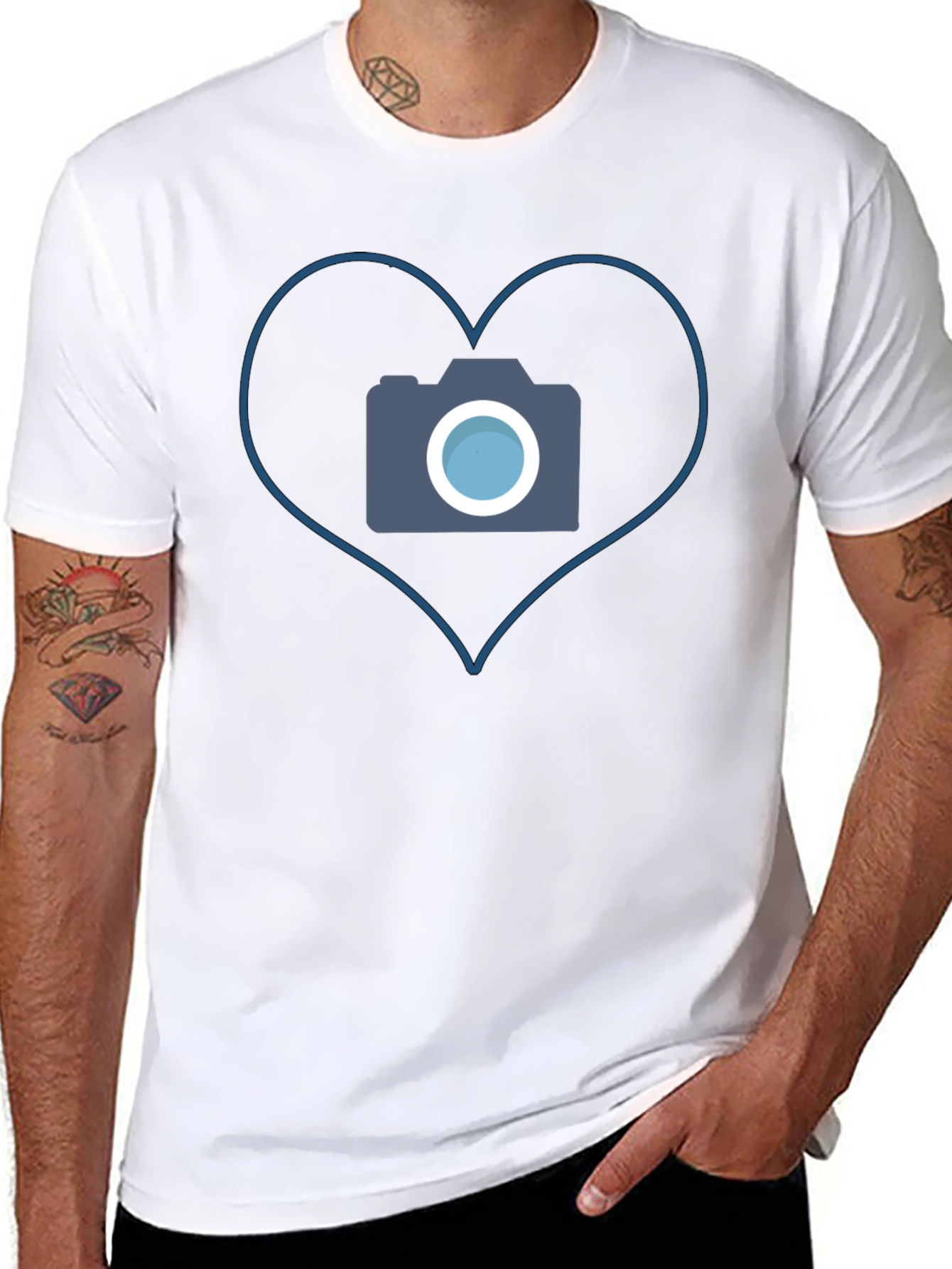 Camera Heart Graphic Tee - Black