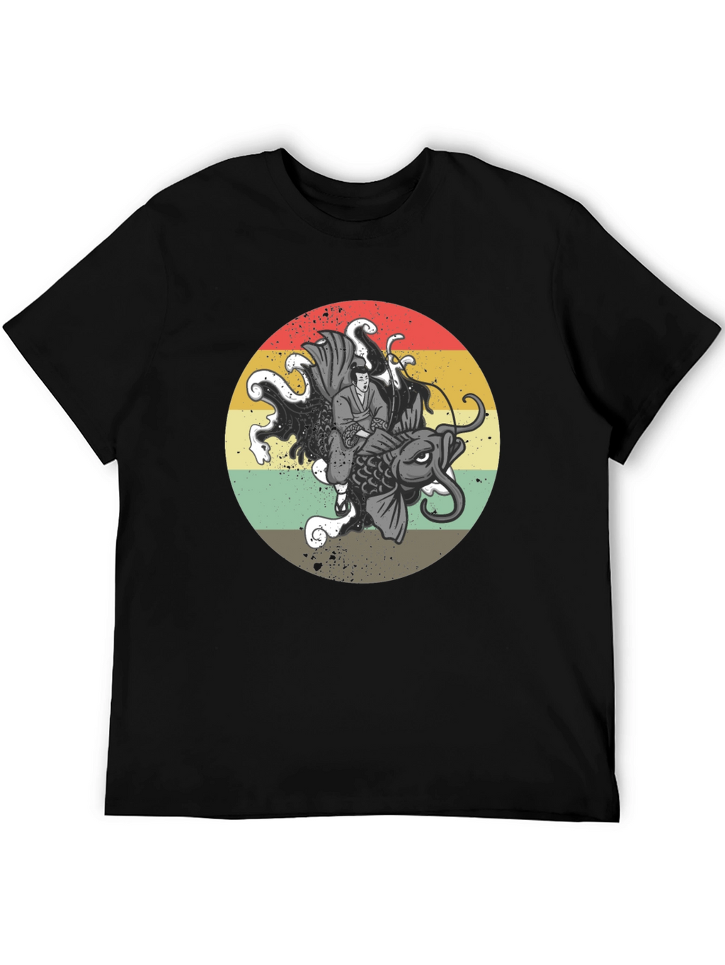 Samurai Koi Fish Graphic T-Shirt - Retro Japanese Art