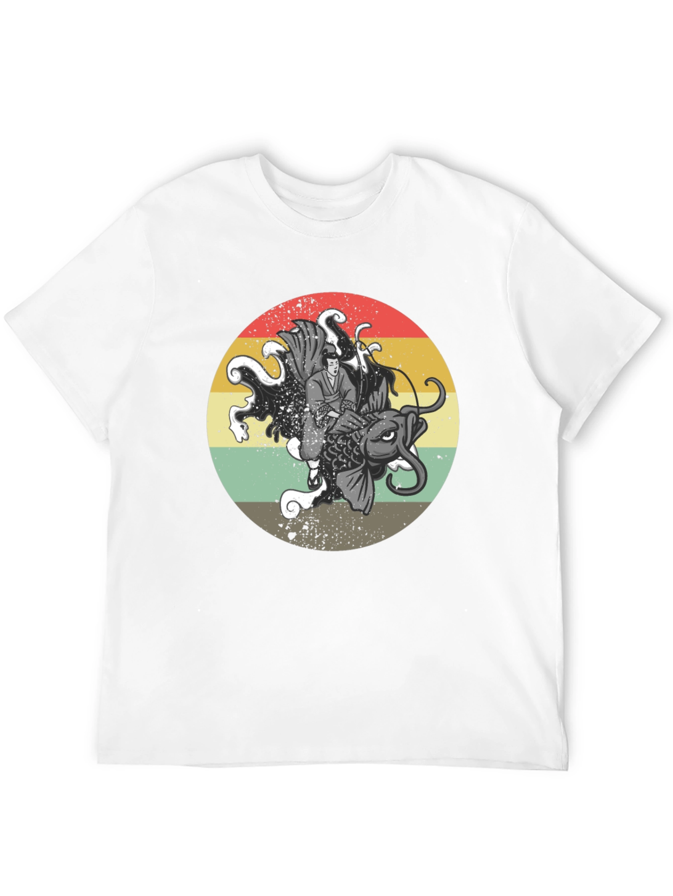 Samurai Koi Fish Graphic T-Shirt - Retro Japanese Art