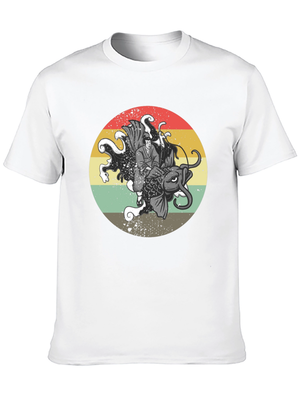 Samurai Koi Fish Graphic T-Shirt - Retro Japanese Art