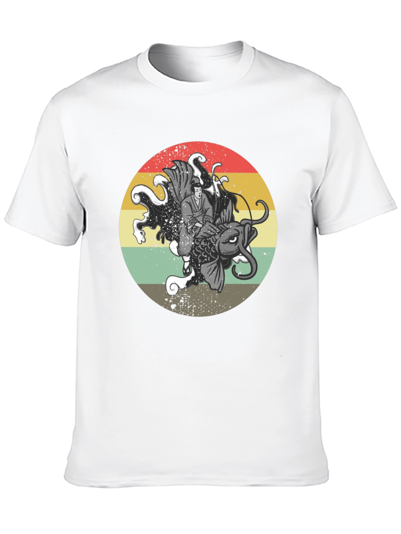 Samurai Koi Fish Graphic T-Shirt - Retro Japanese Art