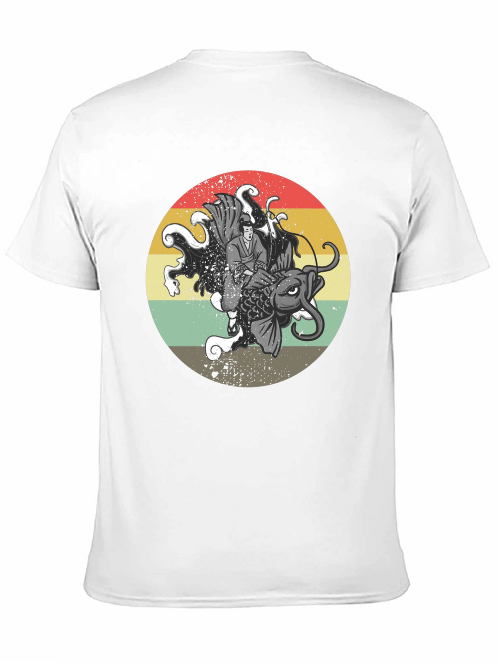 Samurai Koi Fish Graphic T-Shirt - Retro Japanese Art