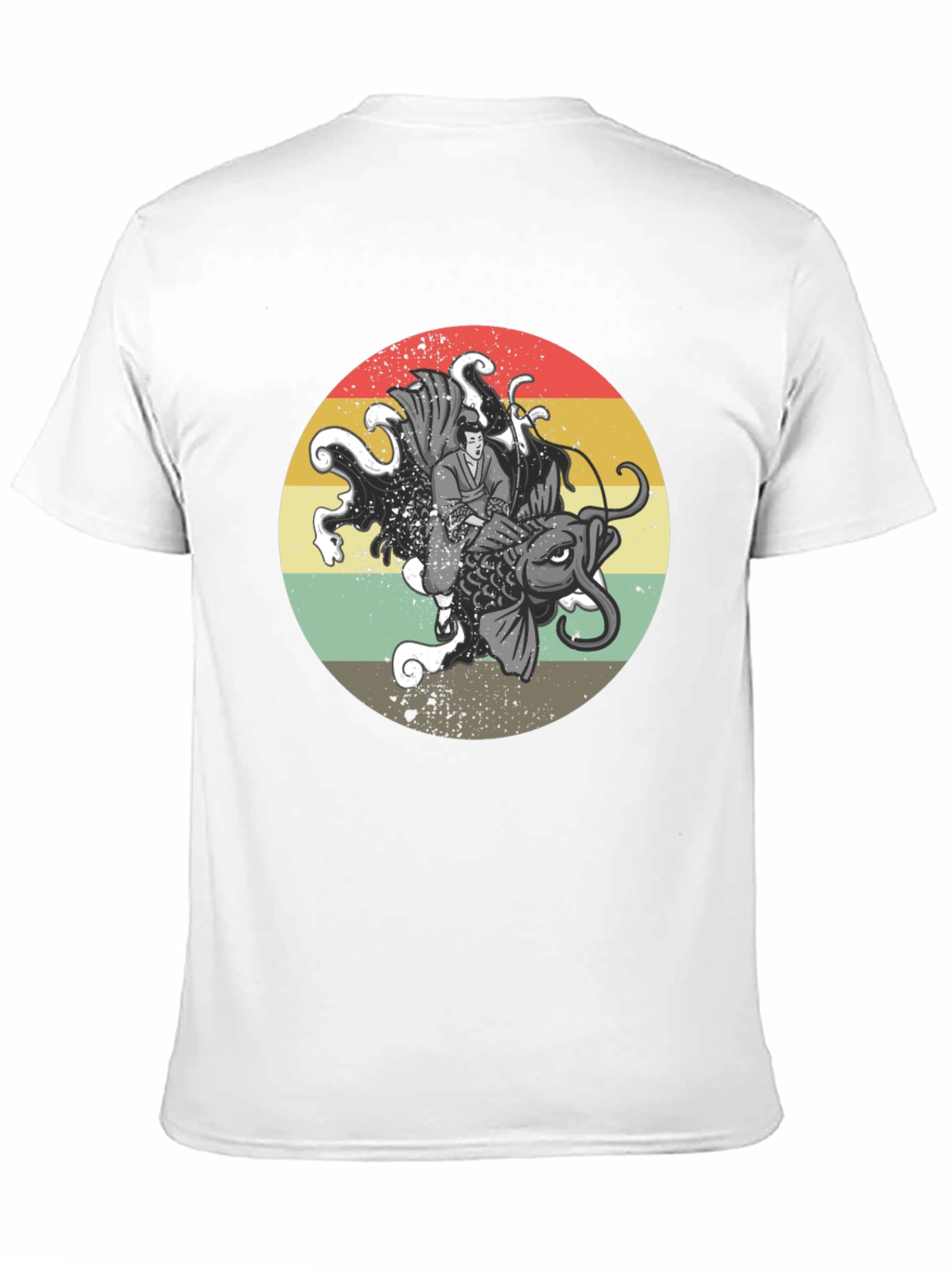 Samurai Koi Fish Graphic T-Shirt - Retro Japanese Art