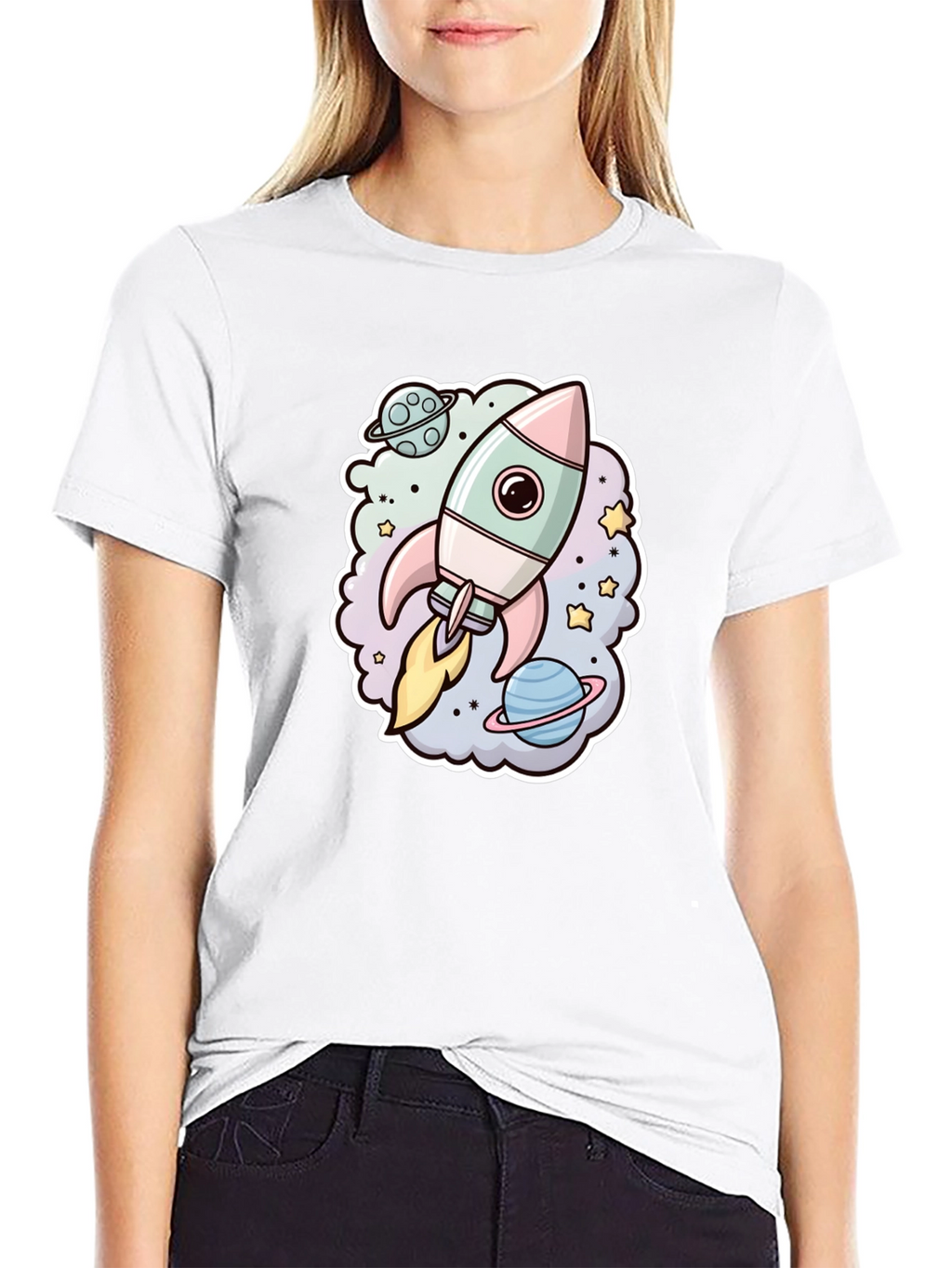 Rocket in Space Graphic T-Shirt