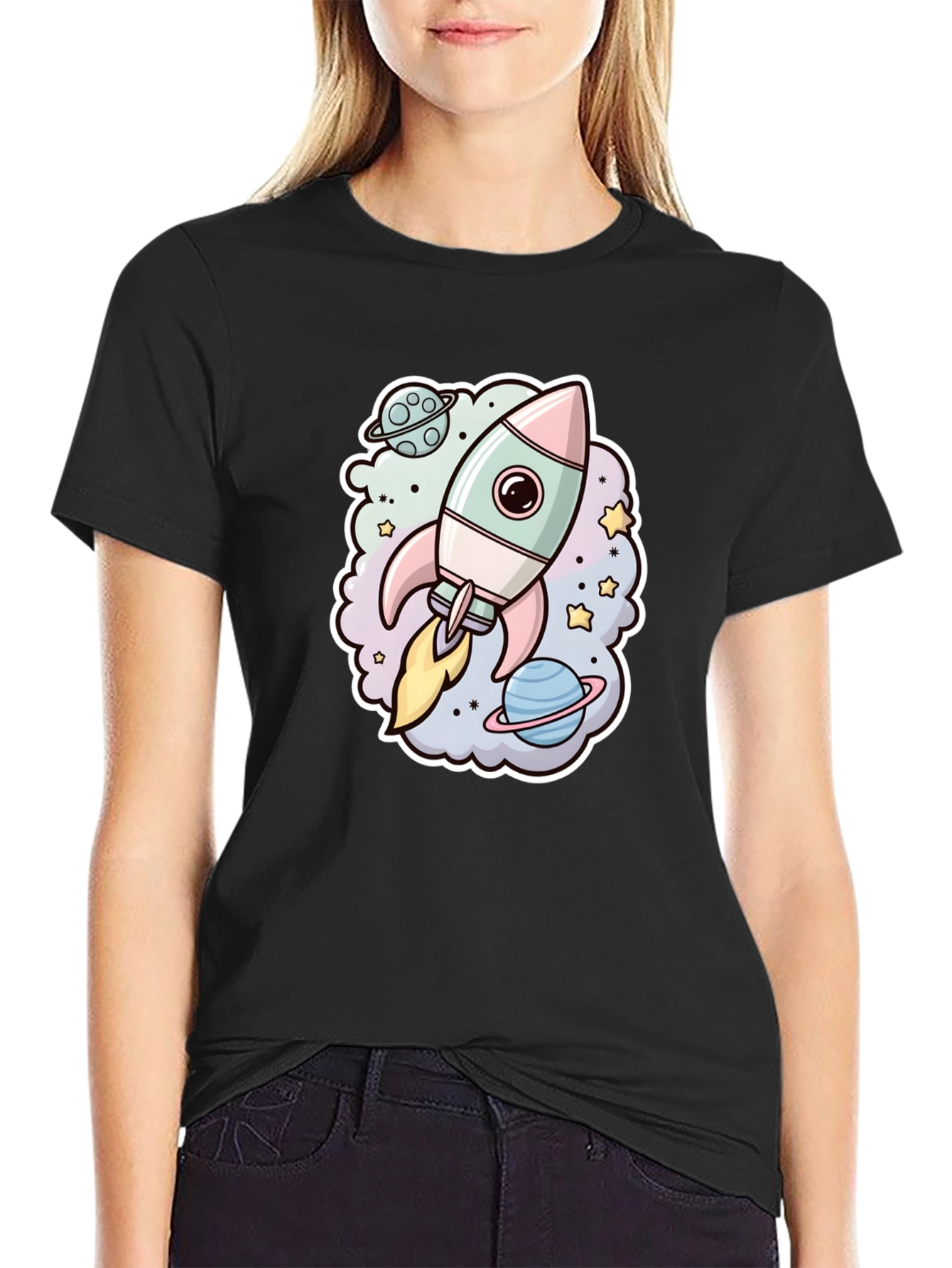 Rocket in Space Graphic T-Shirt