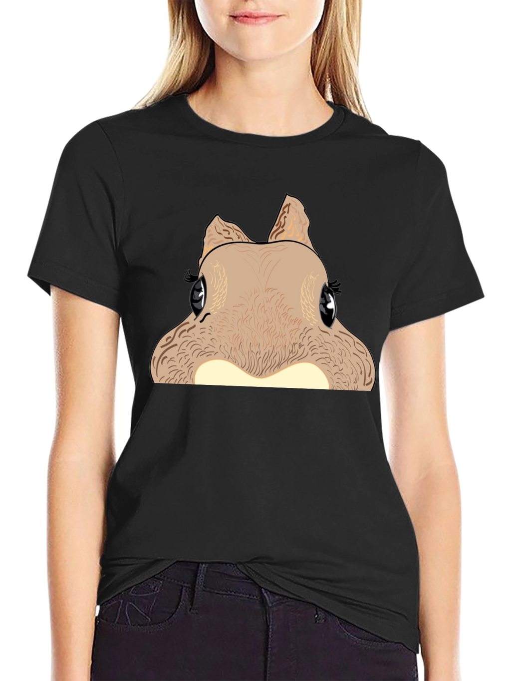 Funny Squirrel Graphic Tee - Black Cotton T-Shirt