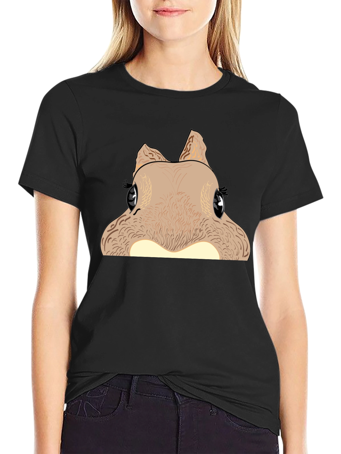 Funny Squirrel Graphic Tee - Black Cotton T-Shirt