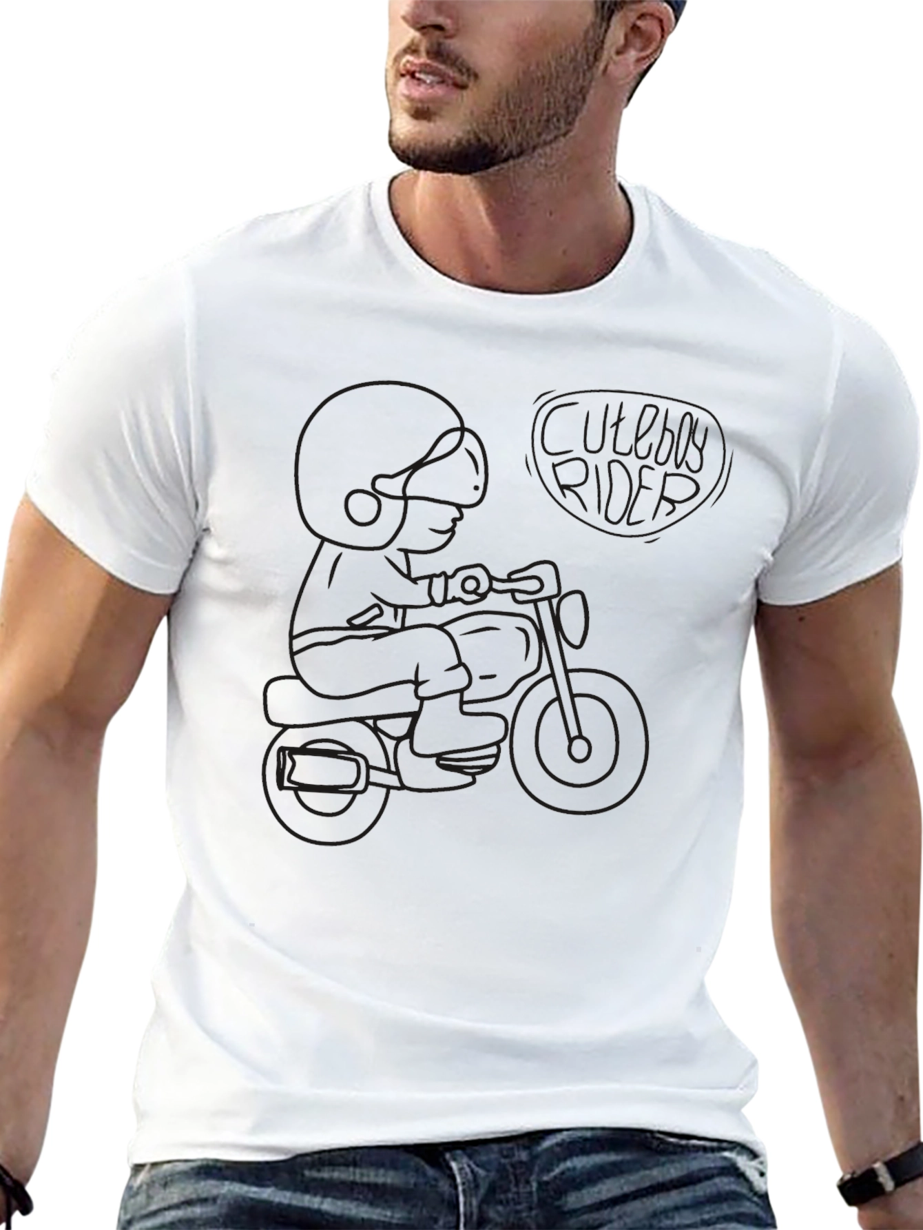 Black Graphic Tee - Motorcycle Rider Design