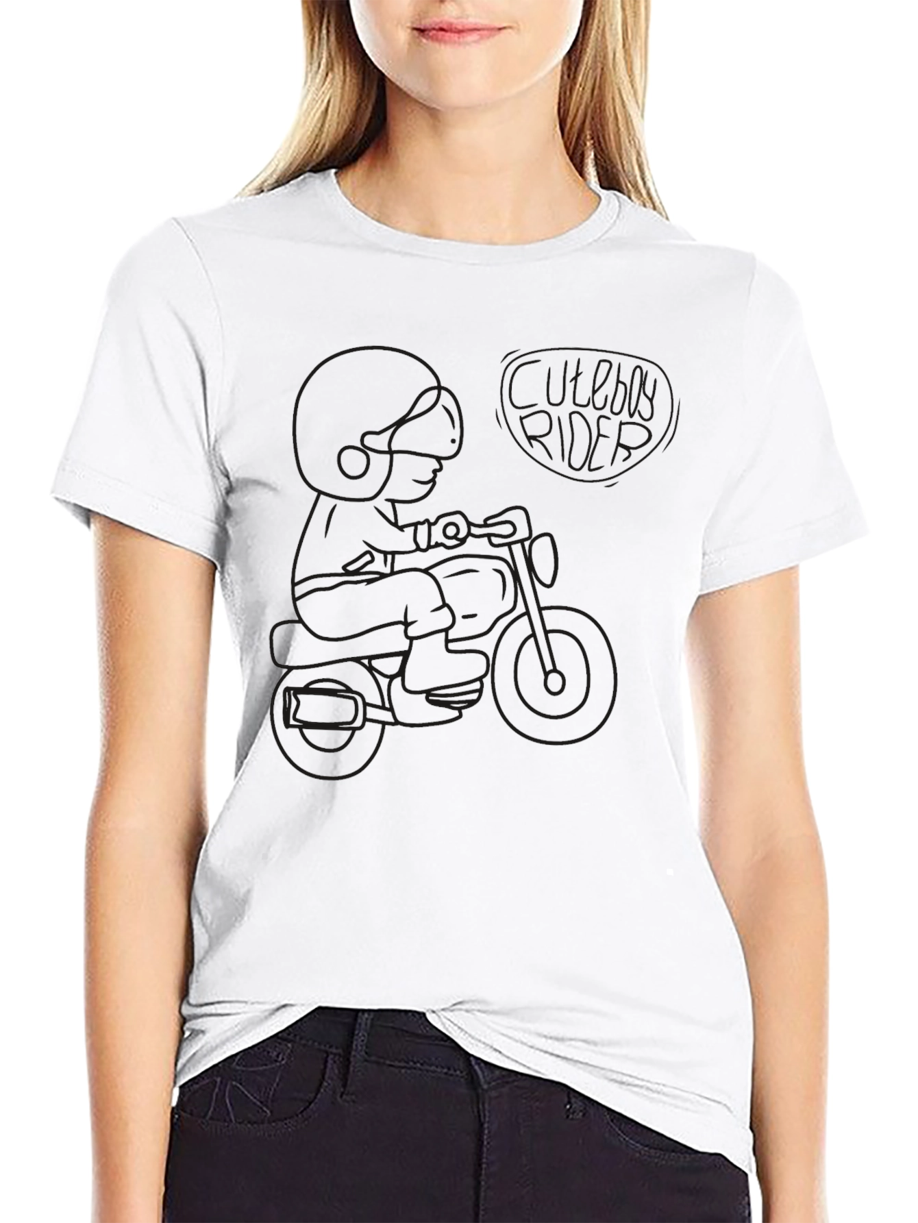Black Graphic Tee - Motorcycle Rider Design