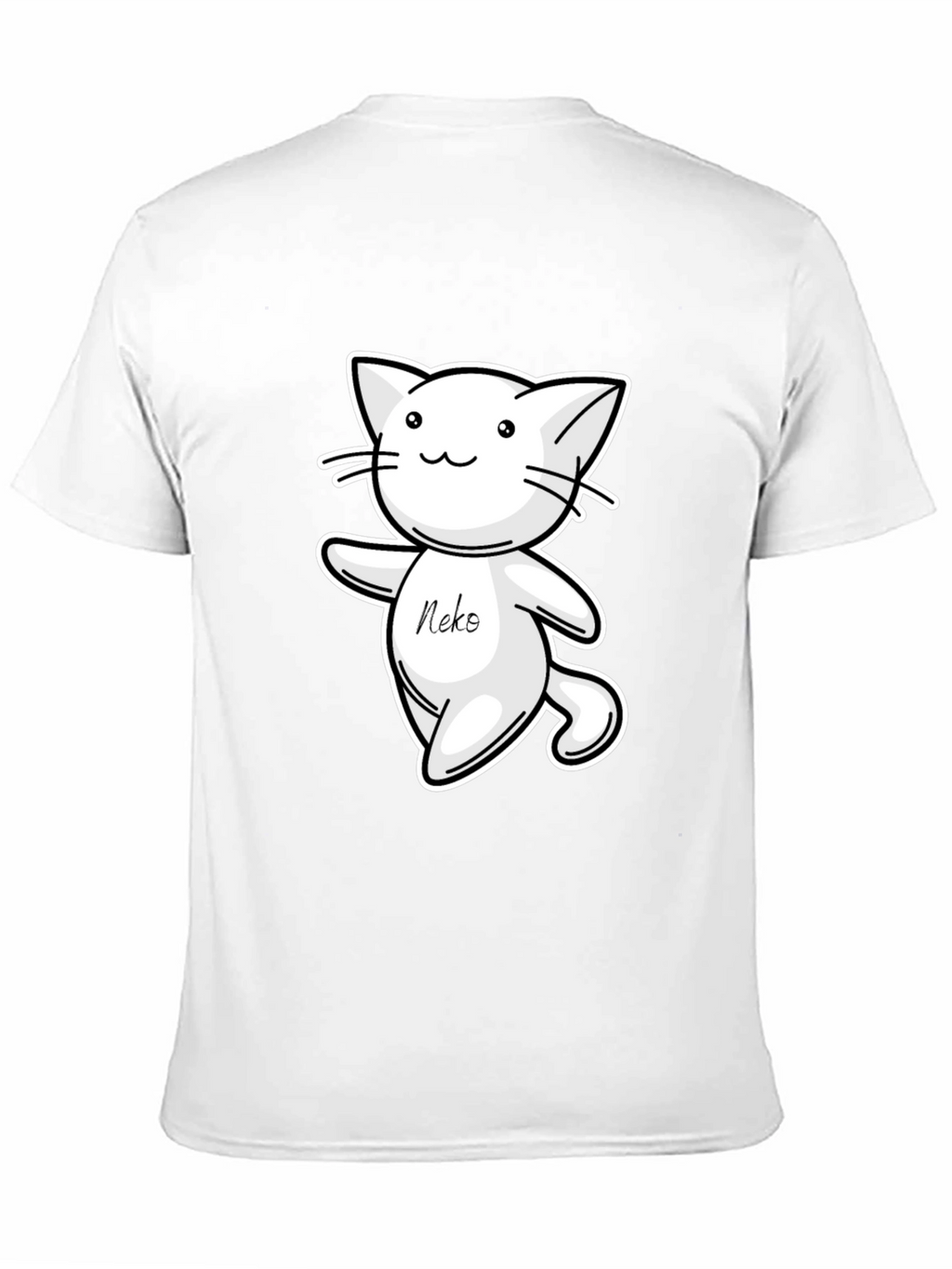 Cute Neko Cat T-Shirt - Black Cartoon Design