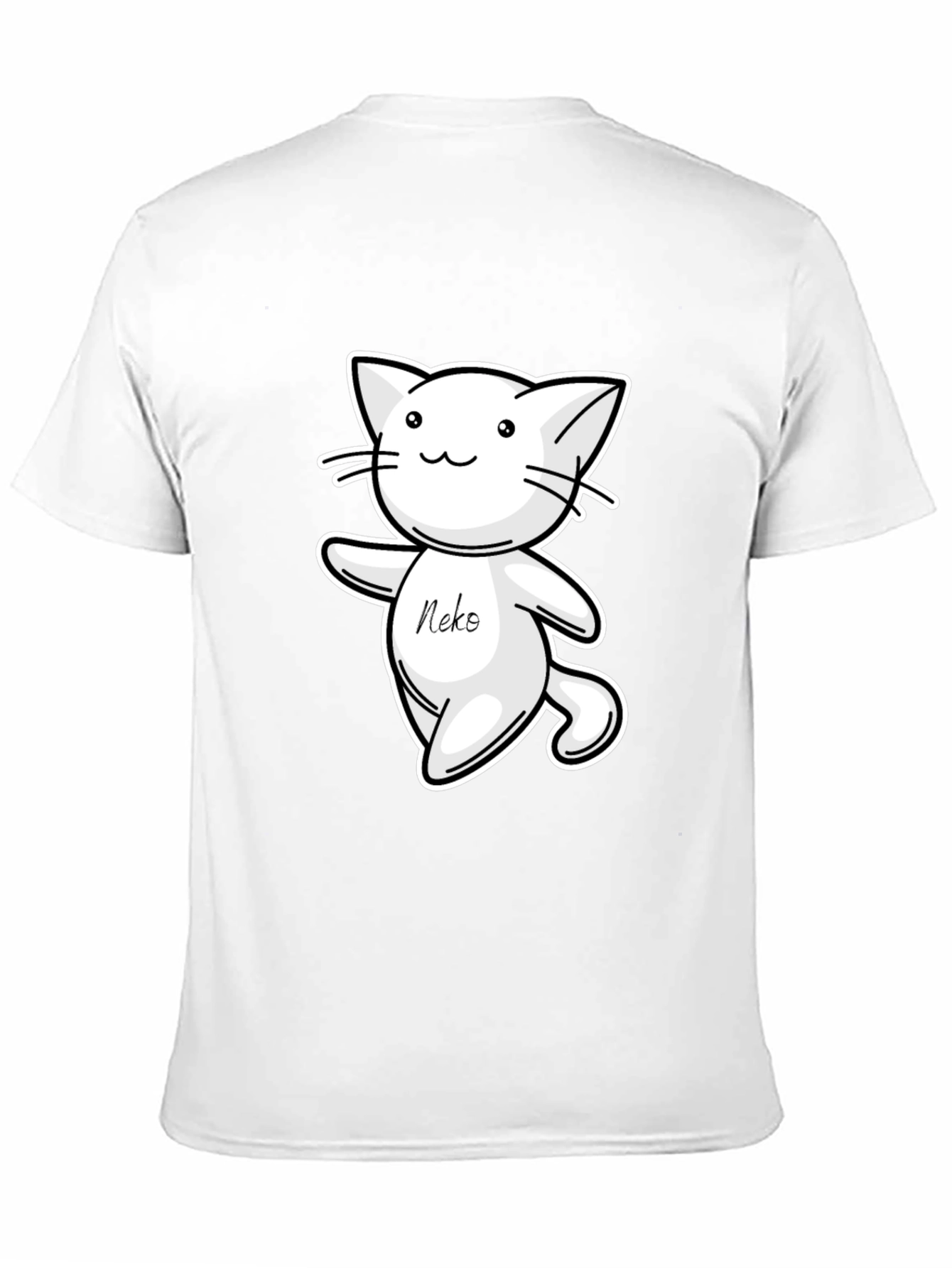 Cute Neko Cat T-Shirt - Black Cartoon Design