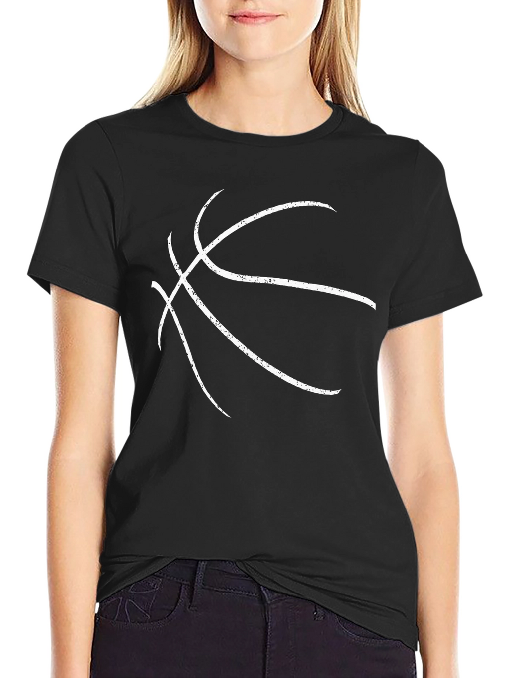 Basketball Graphic Tee - Black Cotton T-Shirt