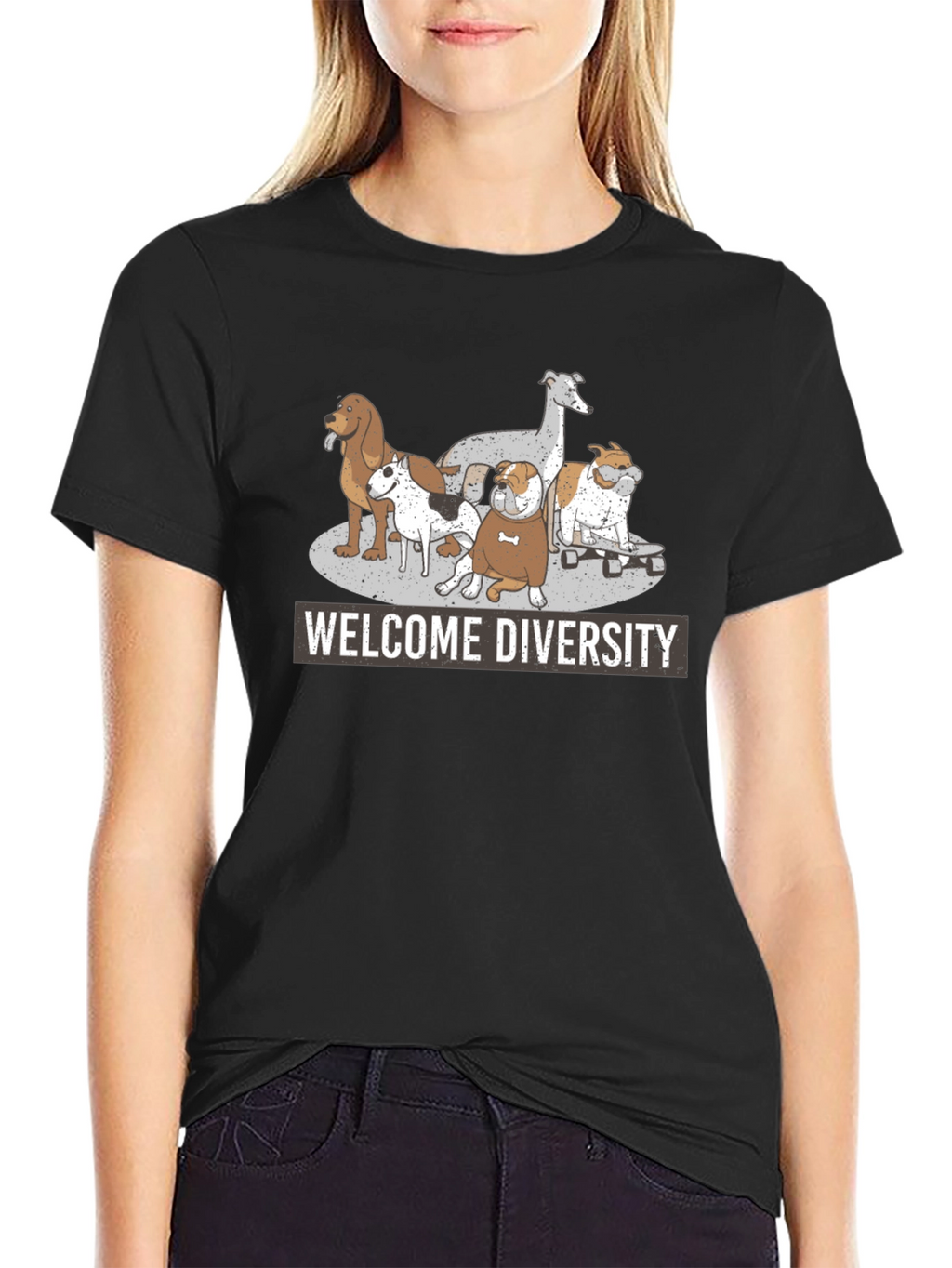 Welcome Diversity Dog Graphic T-Shirt