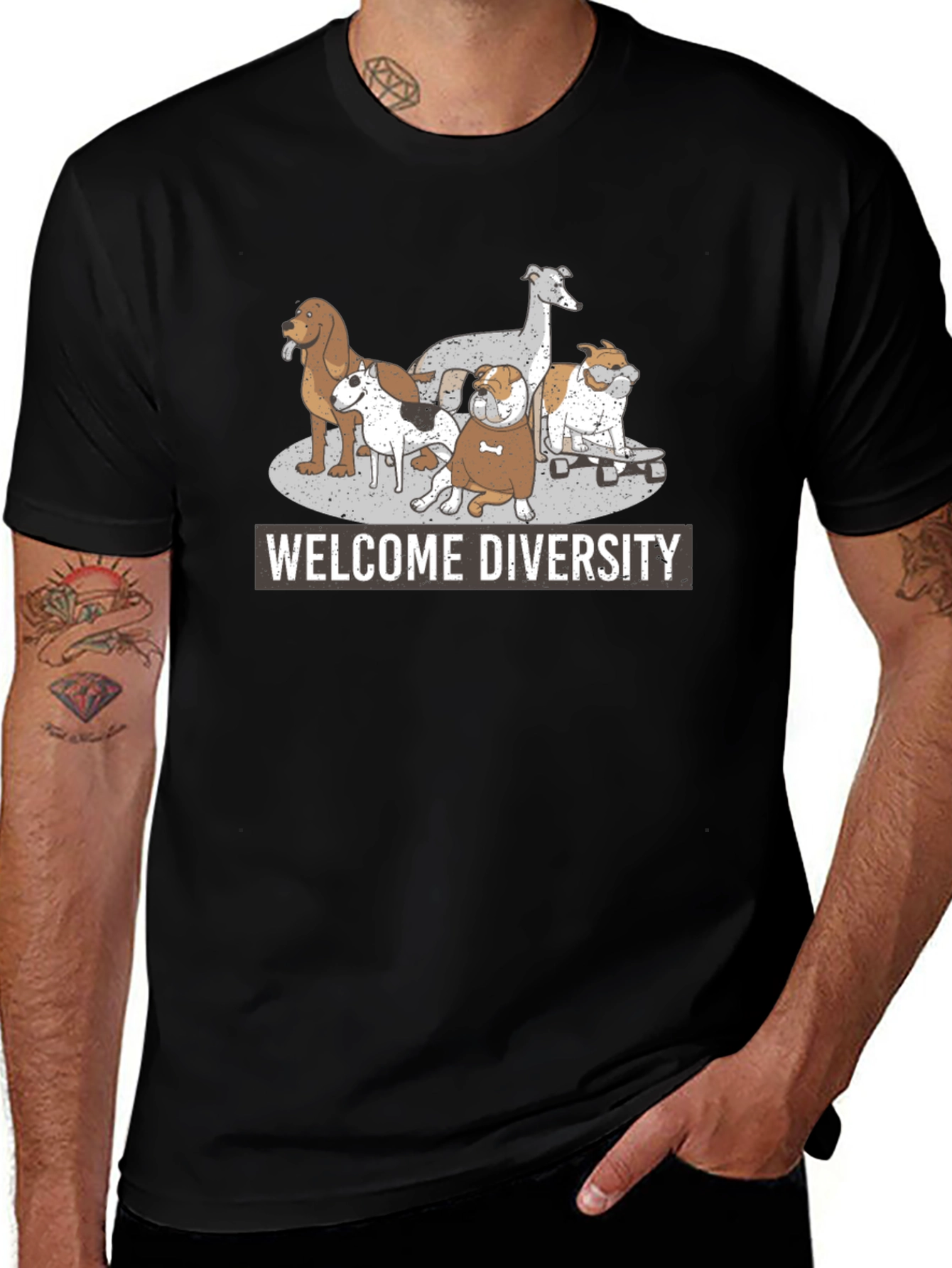 Welcome Diversity Dog Graphic T-Shirt