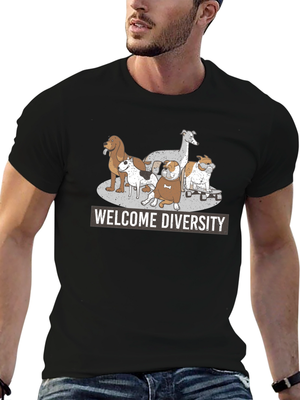 Welcome Diversity Dog Graphic T-Shirt