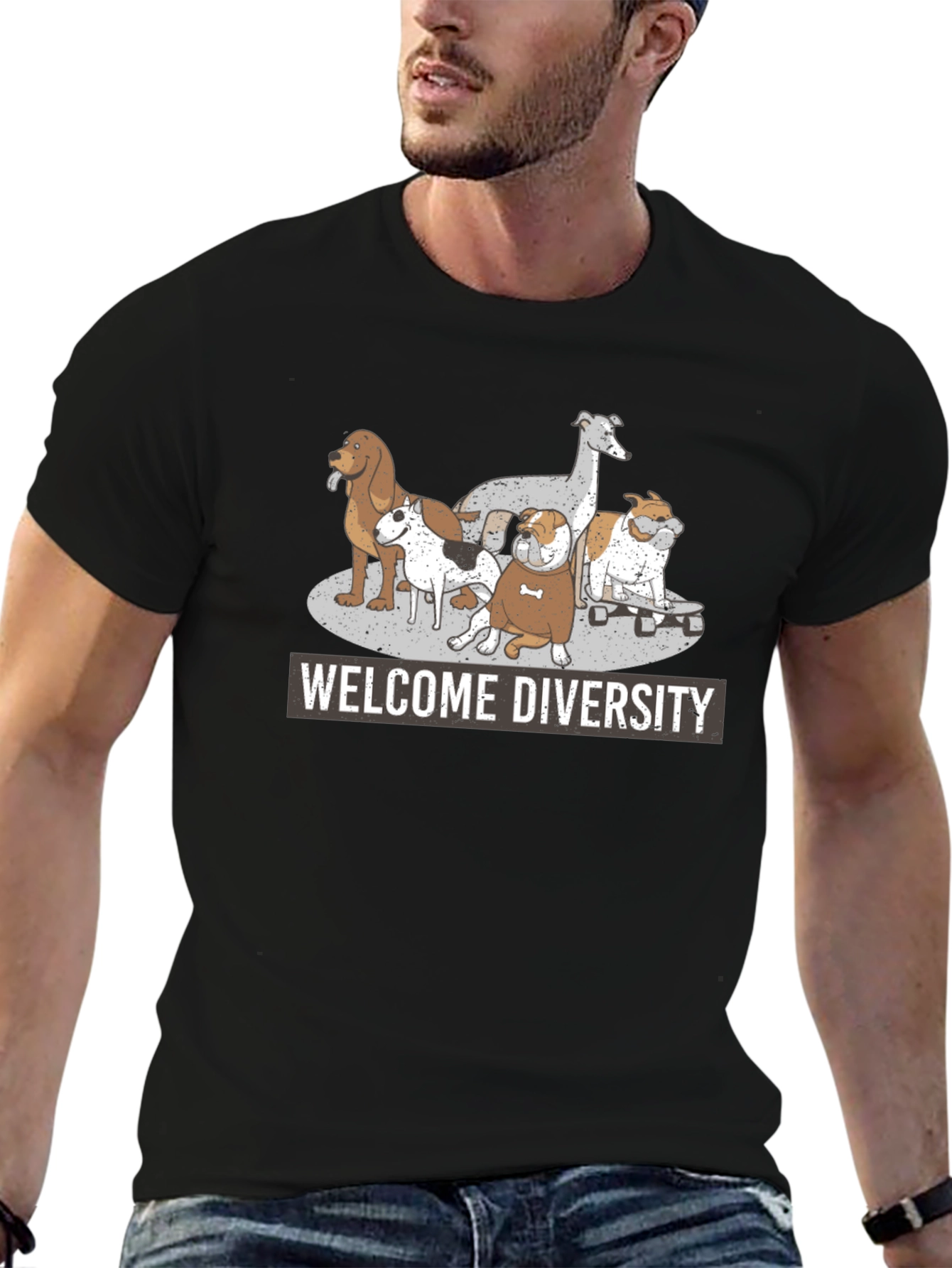Welcome Diversity Dog Graphic T-Shirt