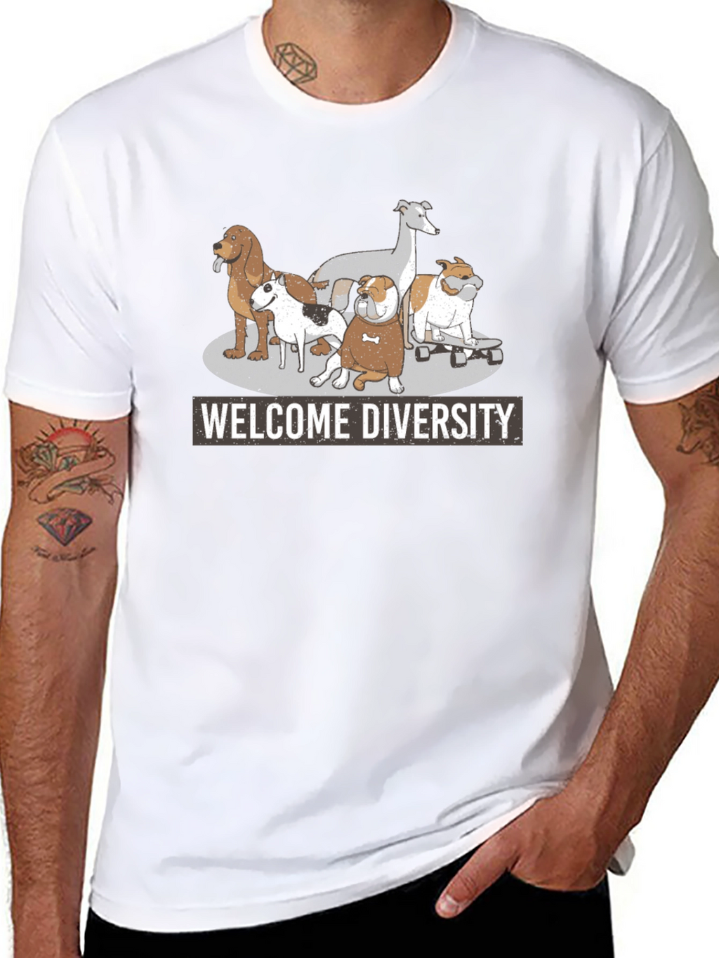 Welcome Diversity Dog Graphic T-Shirt
