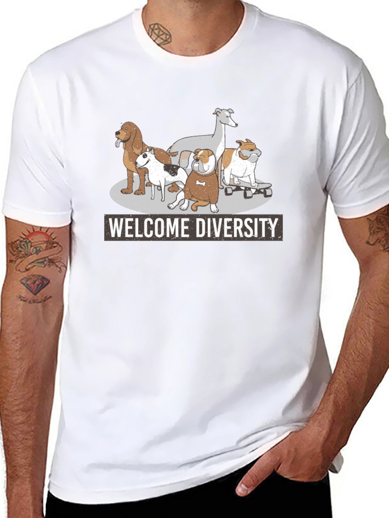 Welcome Diversity Dog Graphic T-Shirt