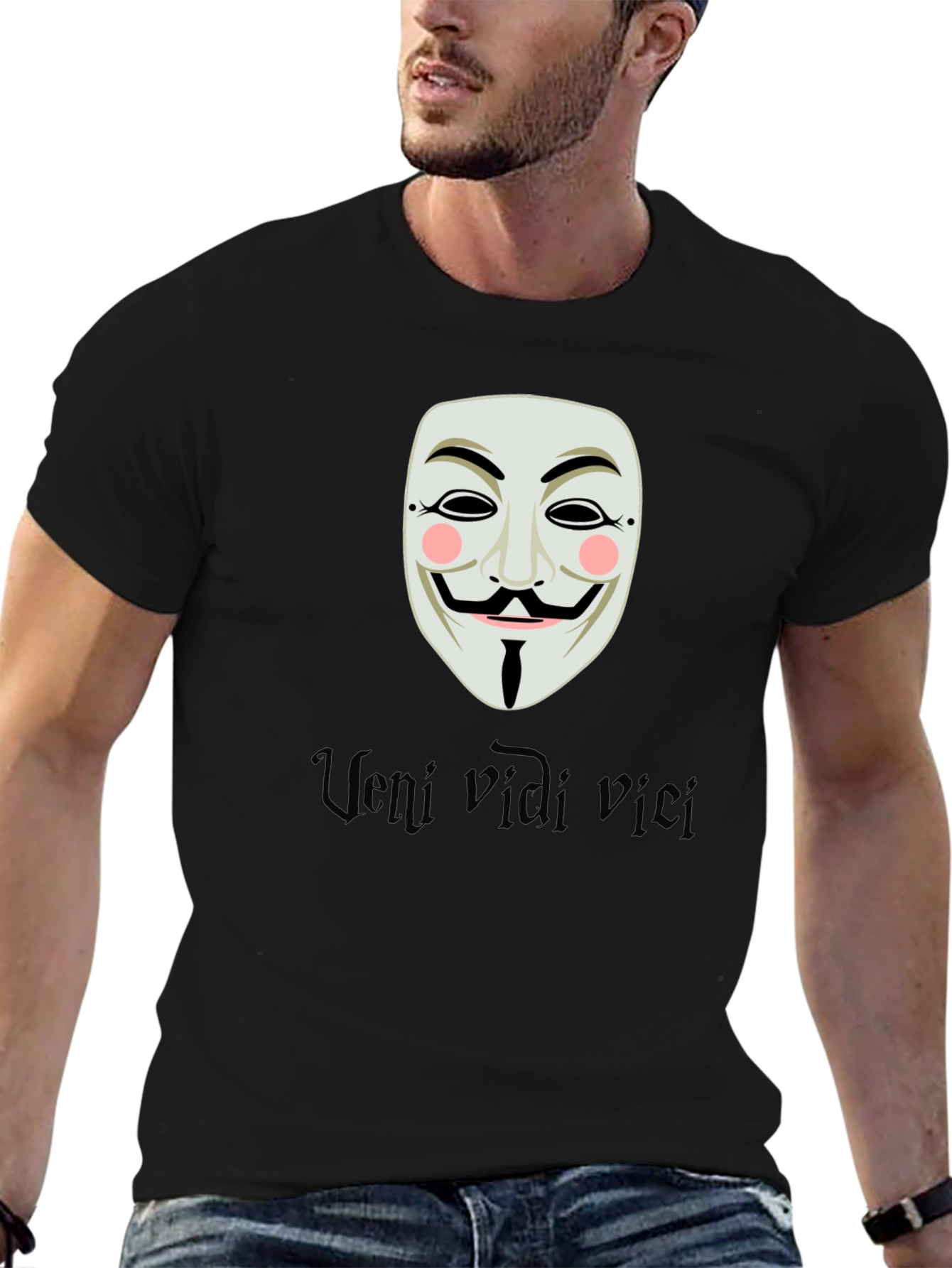 V for Vendetta Graphic Tee - Veni Vidi Vici - Mens Black T-Shirt