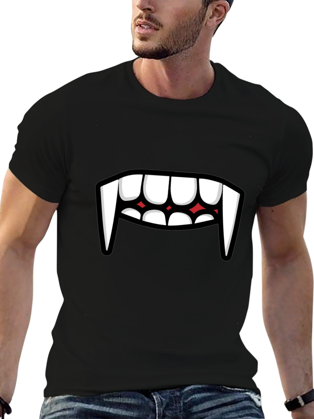 Vampire Teeth Graphic Tee - Funny Halloween Shirt