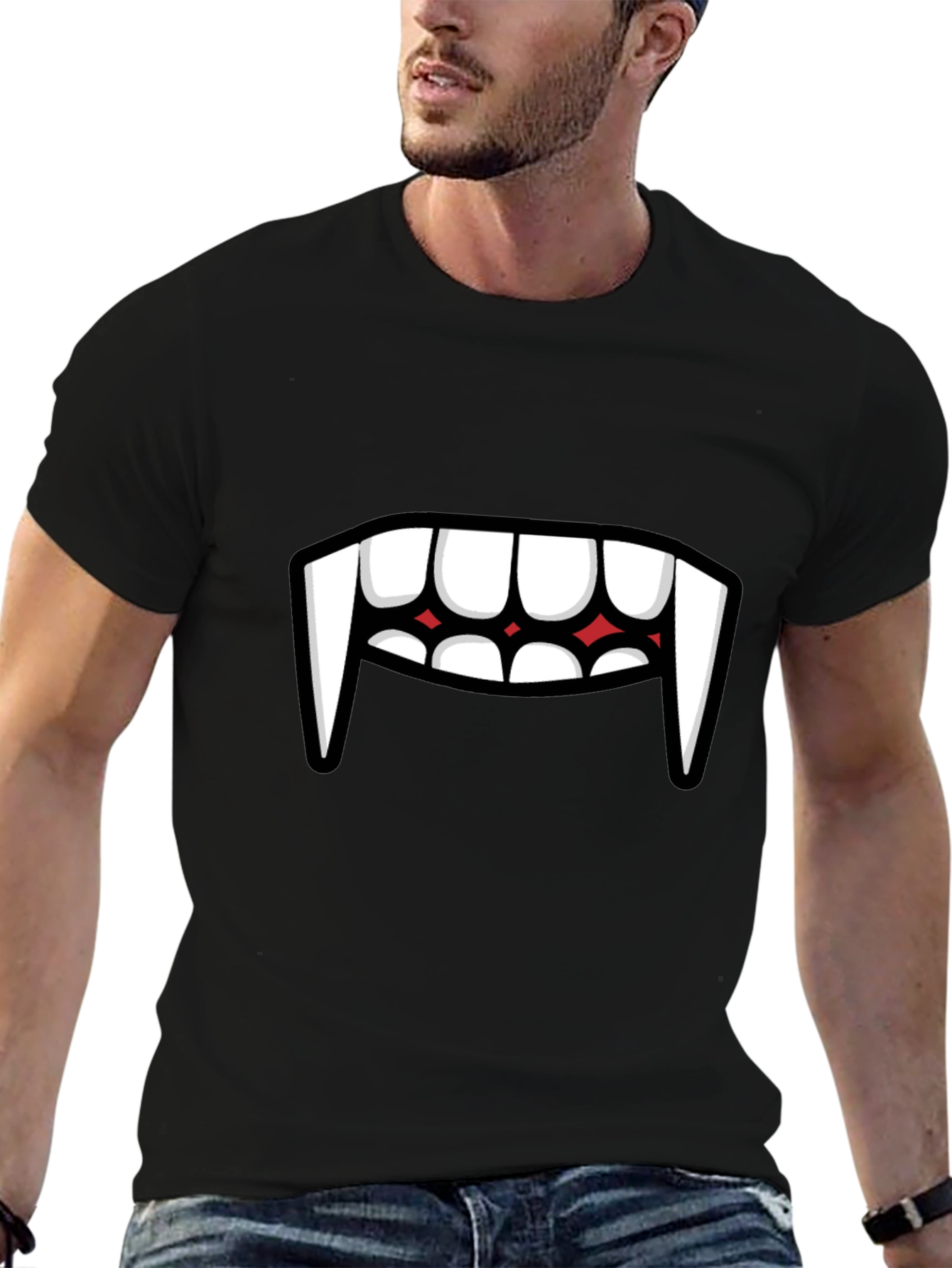 Vampire Teeth Graphic Tee - Funny Halloween Shirt