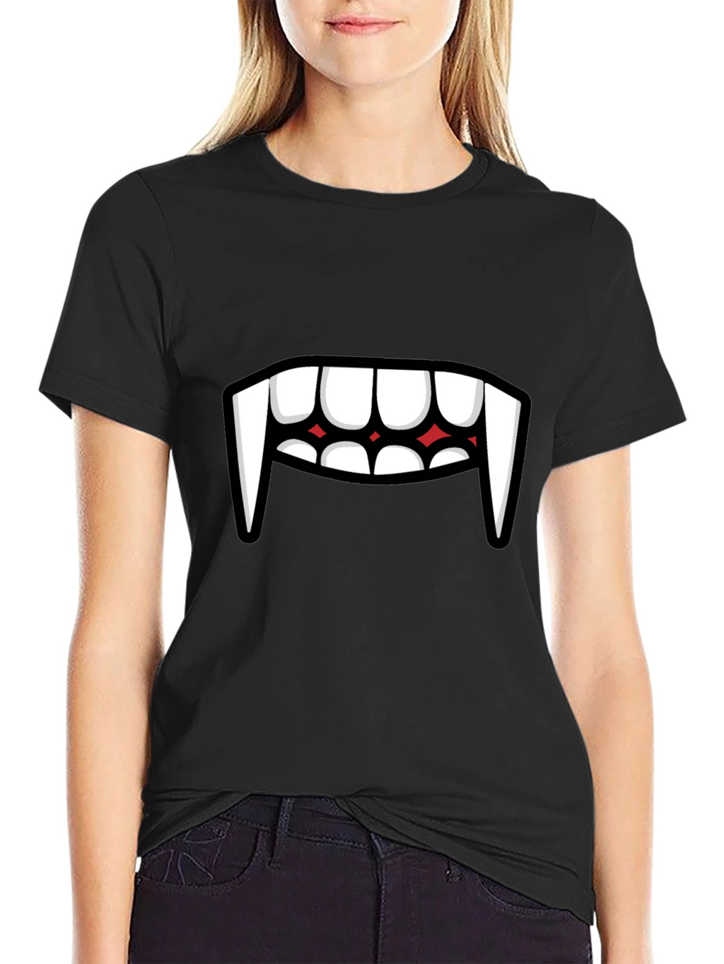 Vampire Teeth Graphic Tee - Funny Halloween Shirt