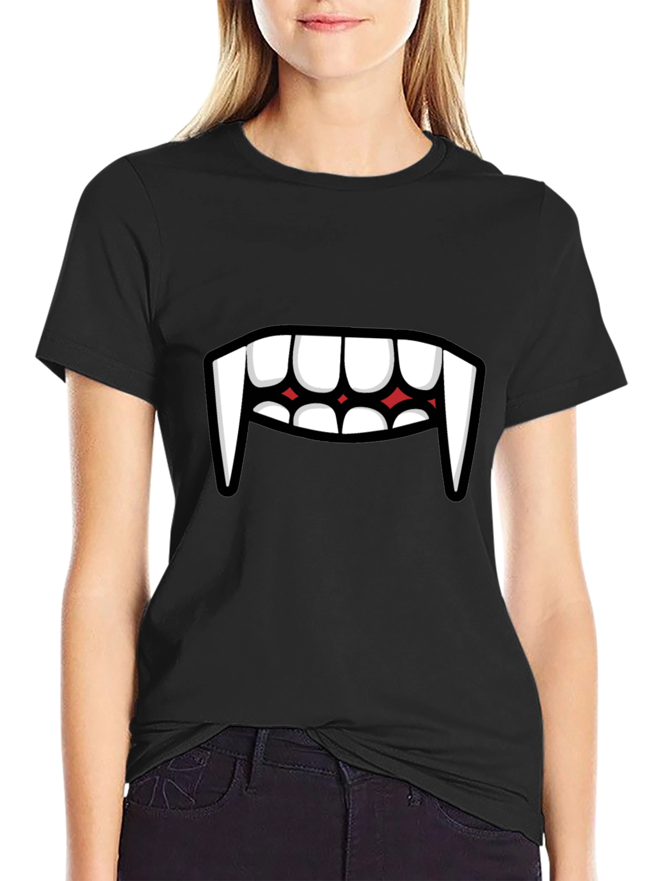 Vampire Teeth Graphic Tee - Funny Halloween Shirt