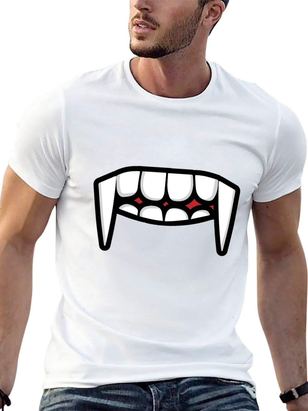 Vampire Teeth Graphic Tee - Funny Halloween Shirt