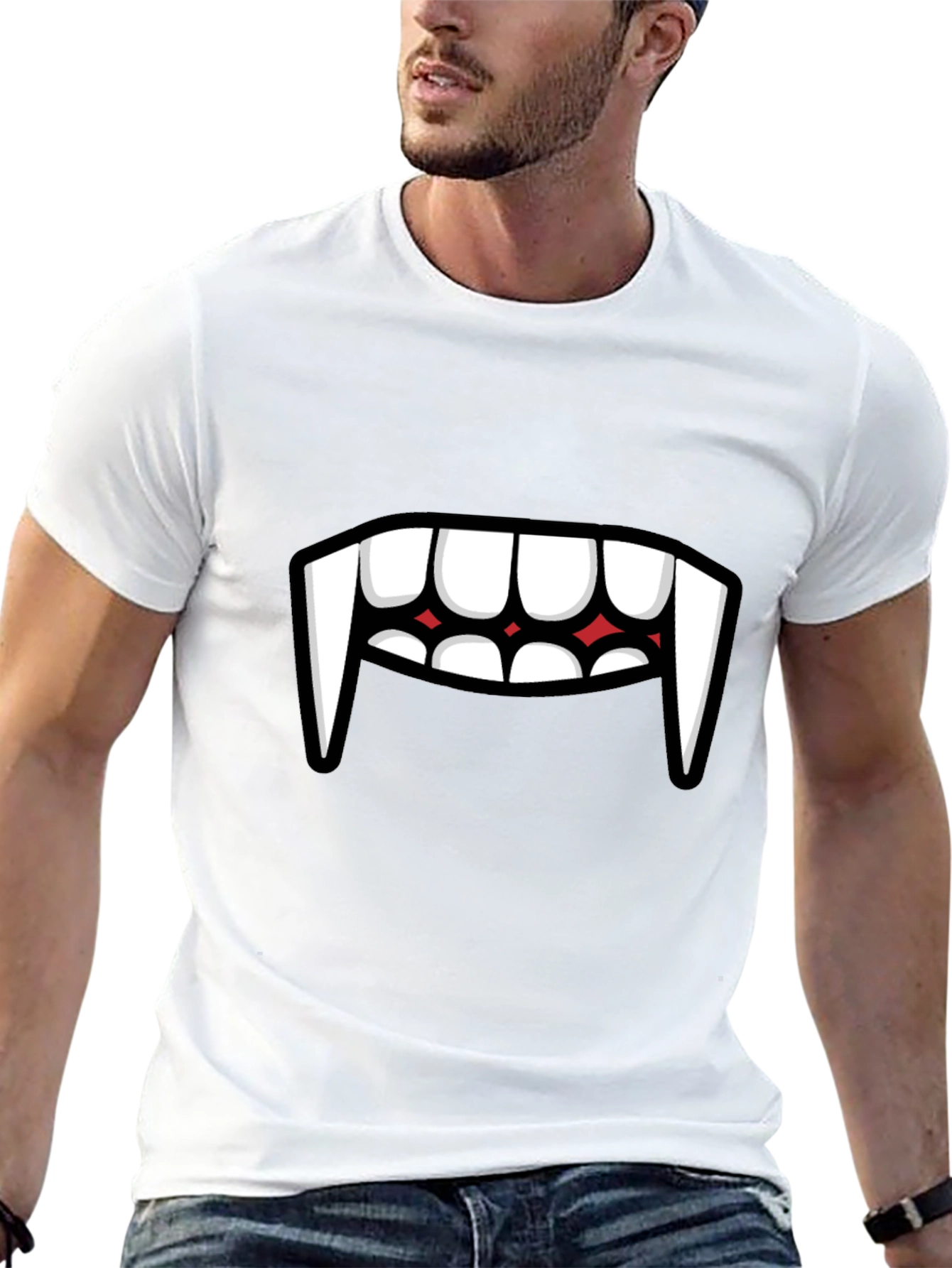 Vampire Teeth Graphic Tee - Funny Halloween Shirt
