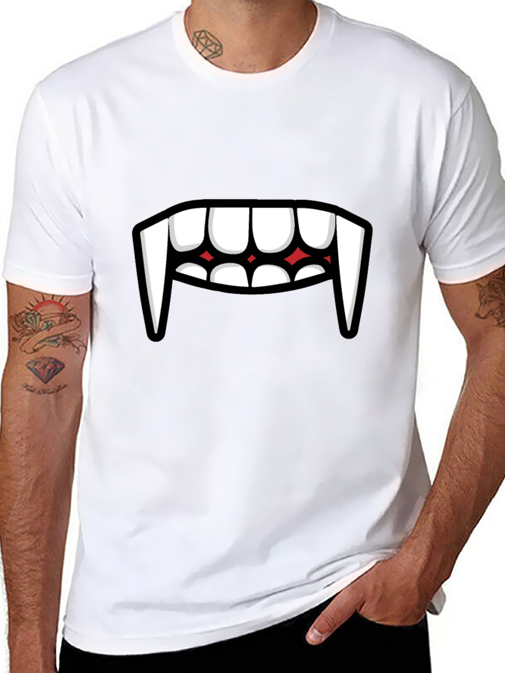 Vampire Teeth Graphic Tee - Funny Halloween Shirt