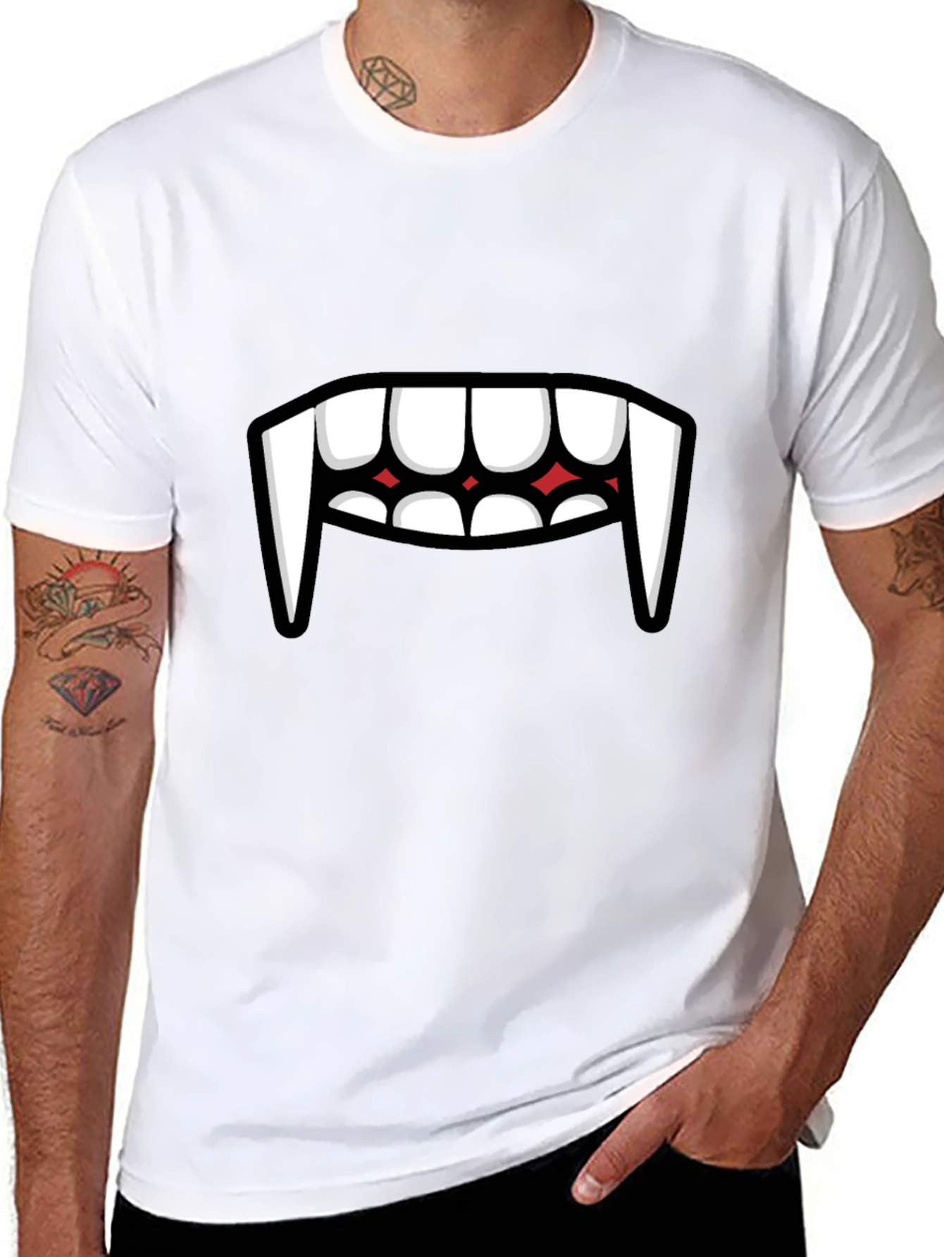 Vampire Teeth Graphic Tee - Funny Halloween Shirt