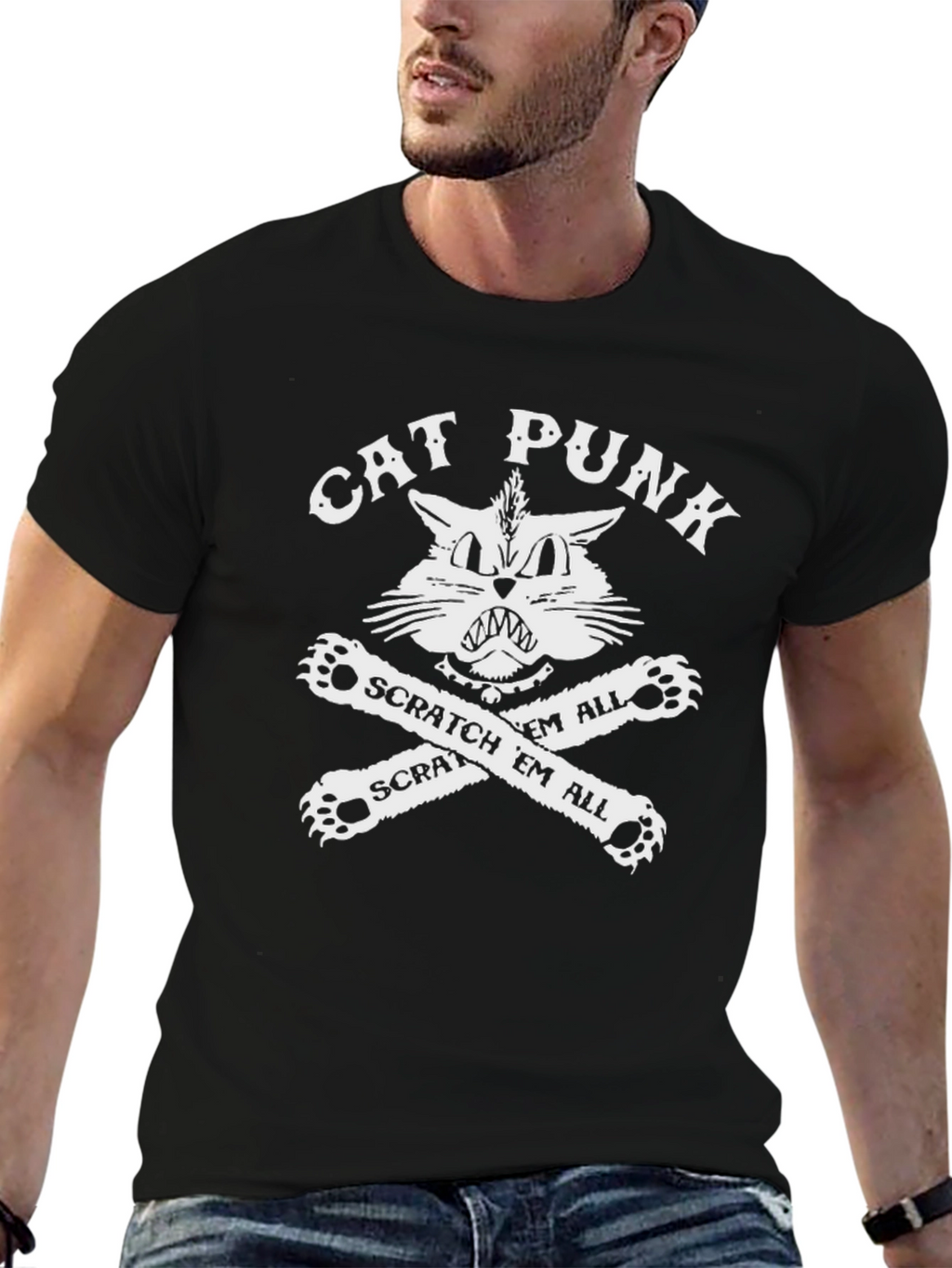 Cat Punk T-Shirt - Scratch Em All!