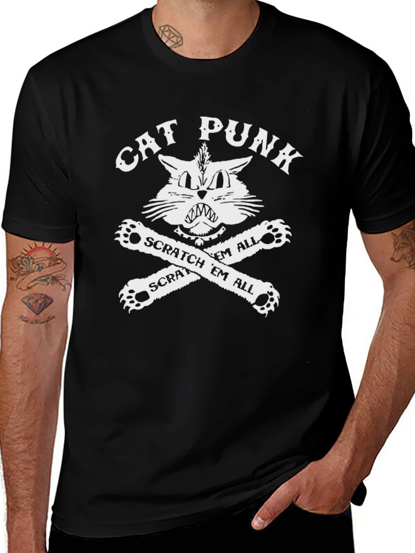 Cat Punk T-Shirt - Scratch Em All!
