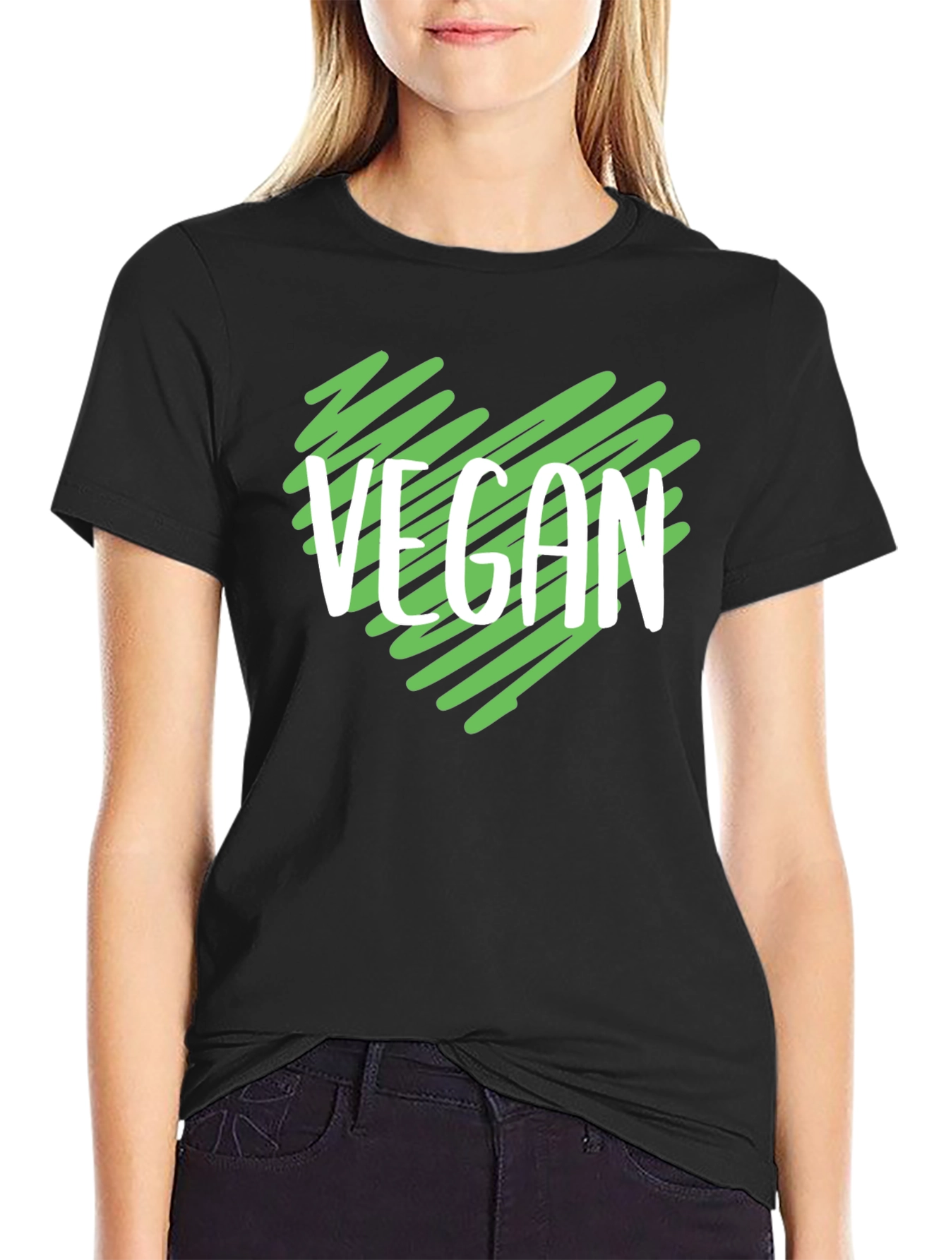 Vegan Heart T-Shirt - Black
