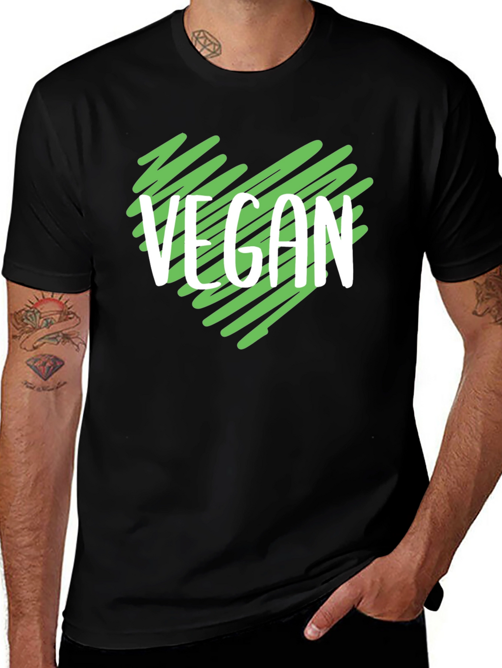 Vegan Heart T-Shirt - Black