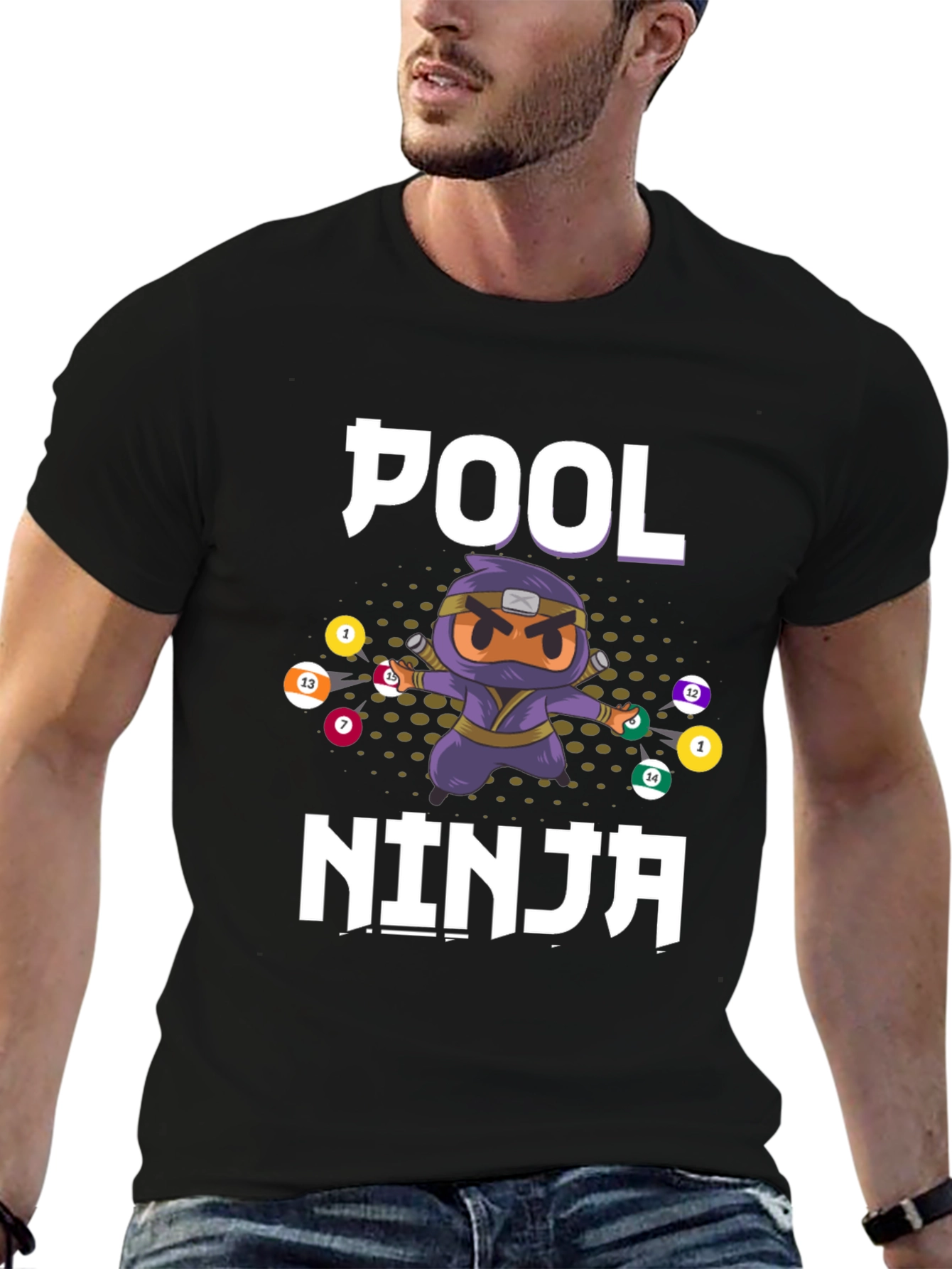 Pool Ninja T-Shirt - Billiards Cartoon Graphic Tee
