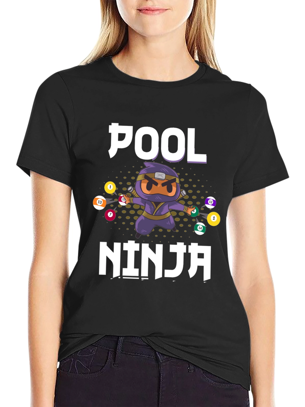 Pool Ninja T-Shirt - Billiards Cartoon Graphic Tee