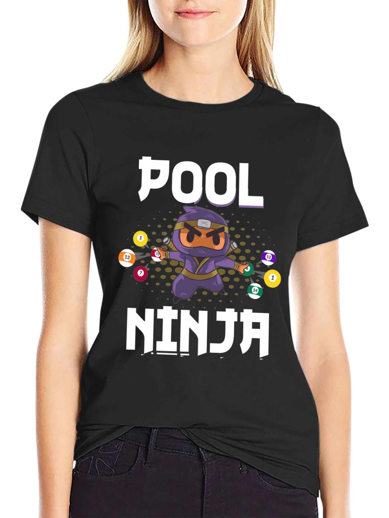 Pool Ninja T-Shirt - Billiards Cartoon Graphic Tee