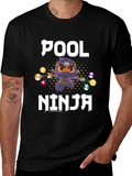 Pool Ninja T-Shirt - Billiards Cartoon Graphic Tee