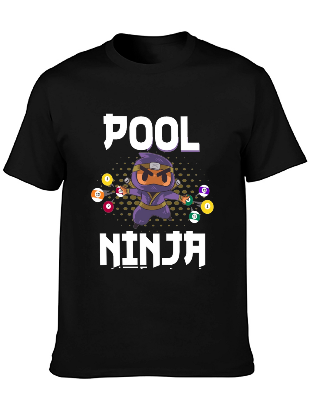 Pool Ninja T-Shirt - Billiards Cartoon Graphic Tee