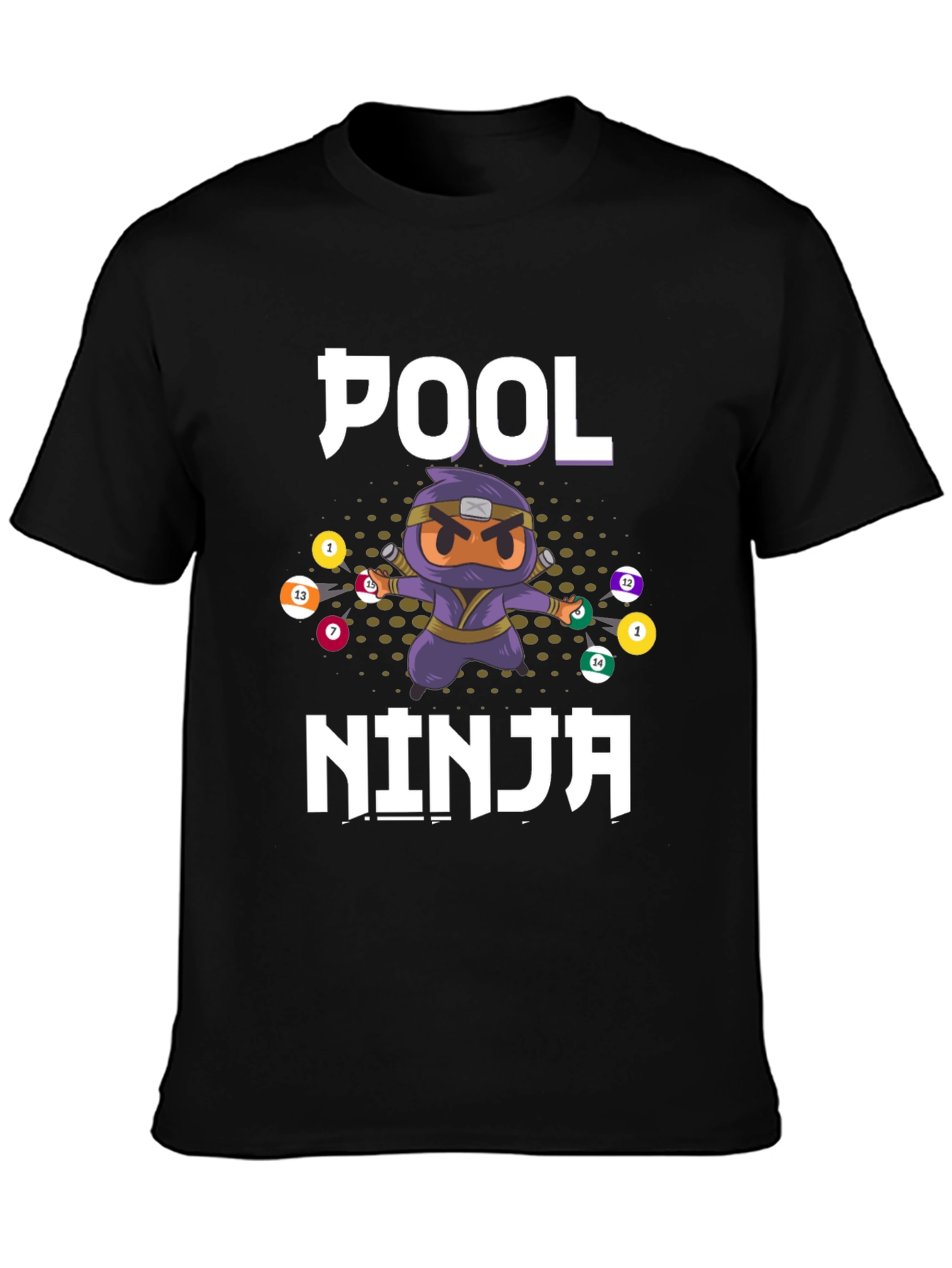 Pool Ninja T-Shirt - Billiards Cartoon Graphic Tee