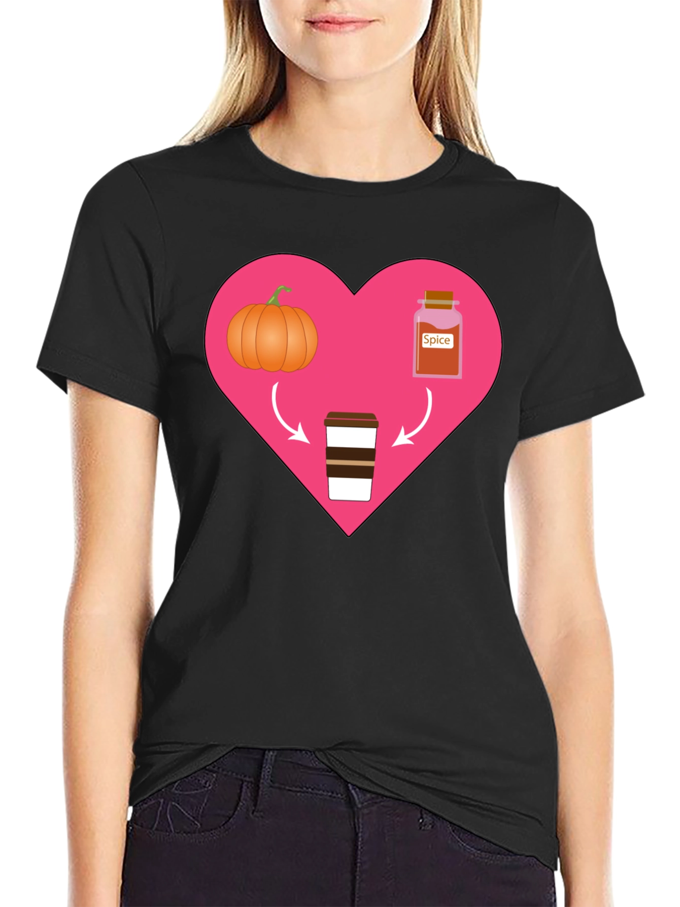 Pumpkin Spice Latte Heart Graphic Tee - Fall Favorite Shirt