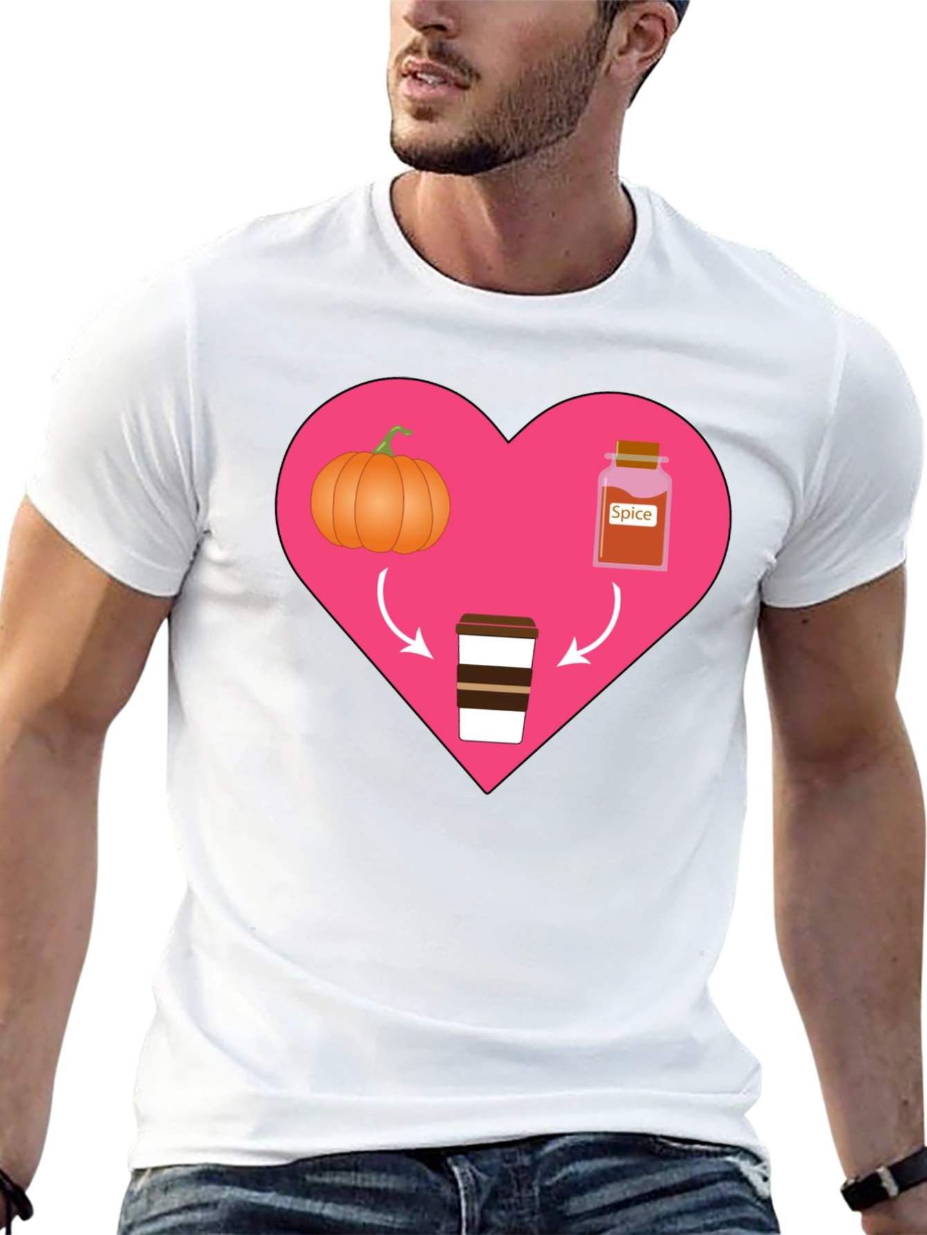 Pumpkin Spice Latte Heart Graphic Tee - Fall Favorite Shirt