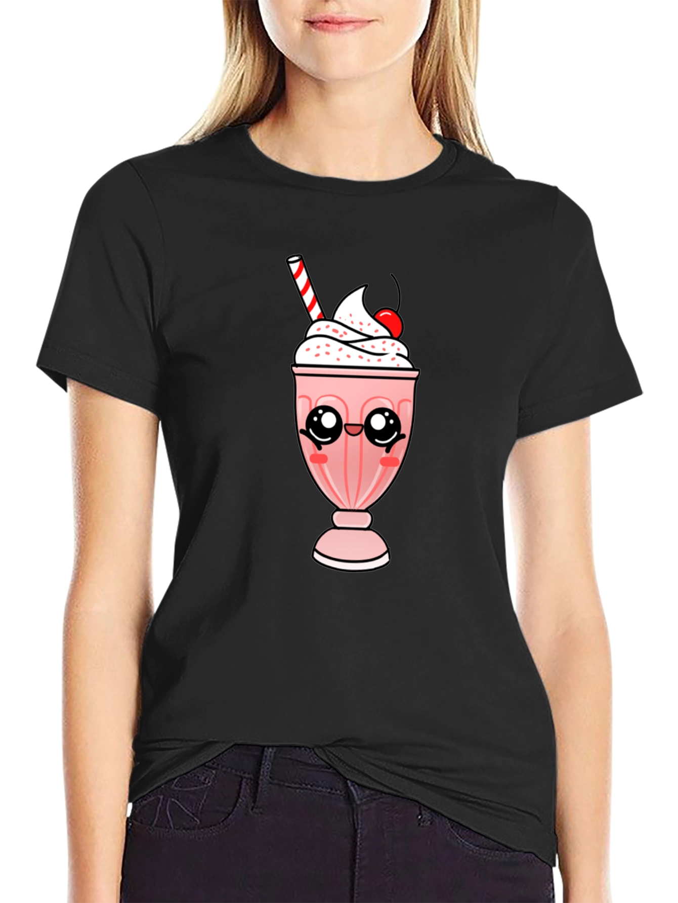 Kawaii Milkshake Graphic Tee - Cute Dessert Shirt