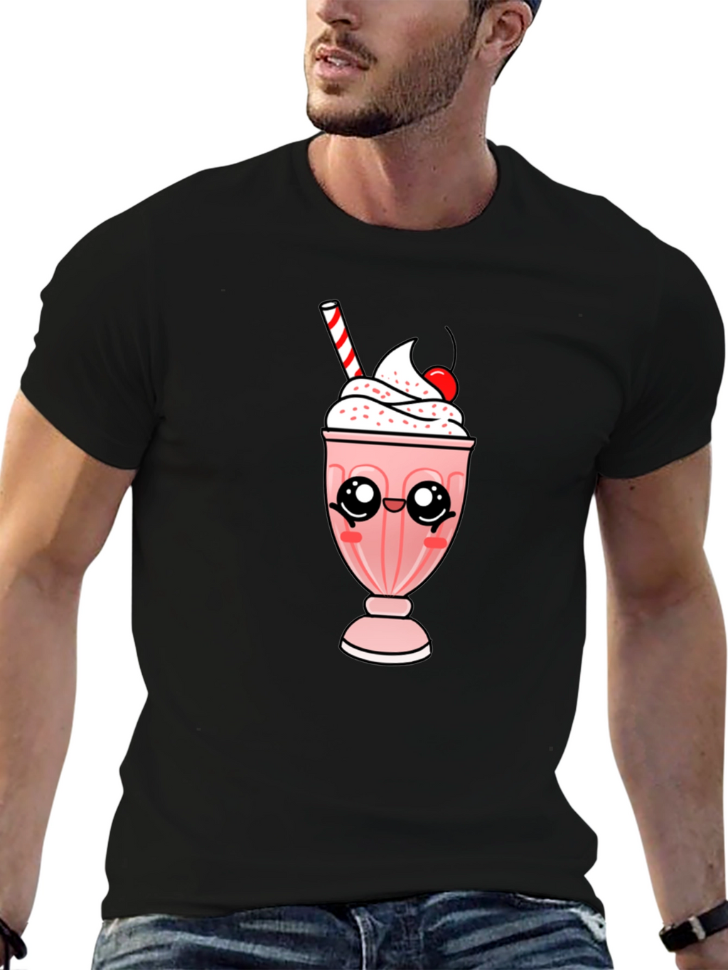 Kawaii Milkshake Graphic Tee - Cute Dessert Shirt