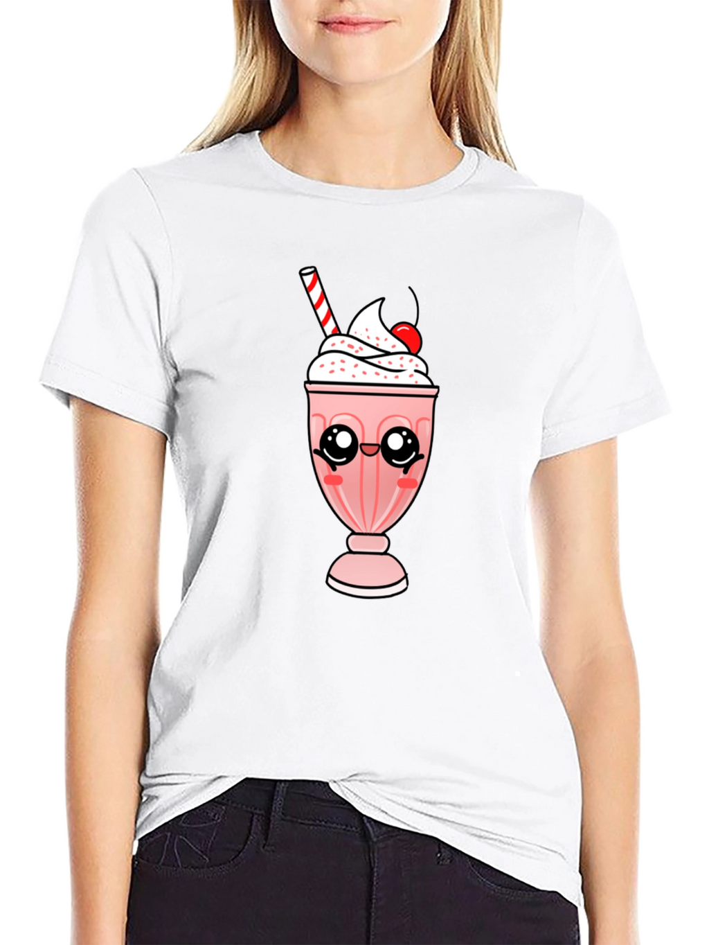 Kawaii Milkshake Graphic Tee - Cute Dessert Shirt