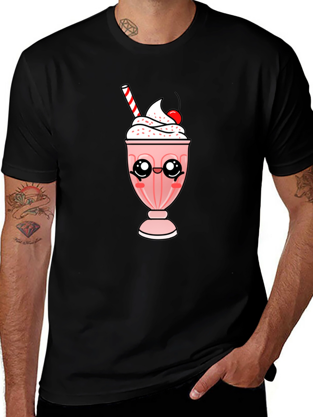 Kawaii Milkshake Graphic Tee - Cute Dessert Shirt