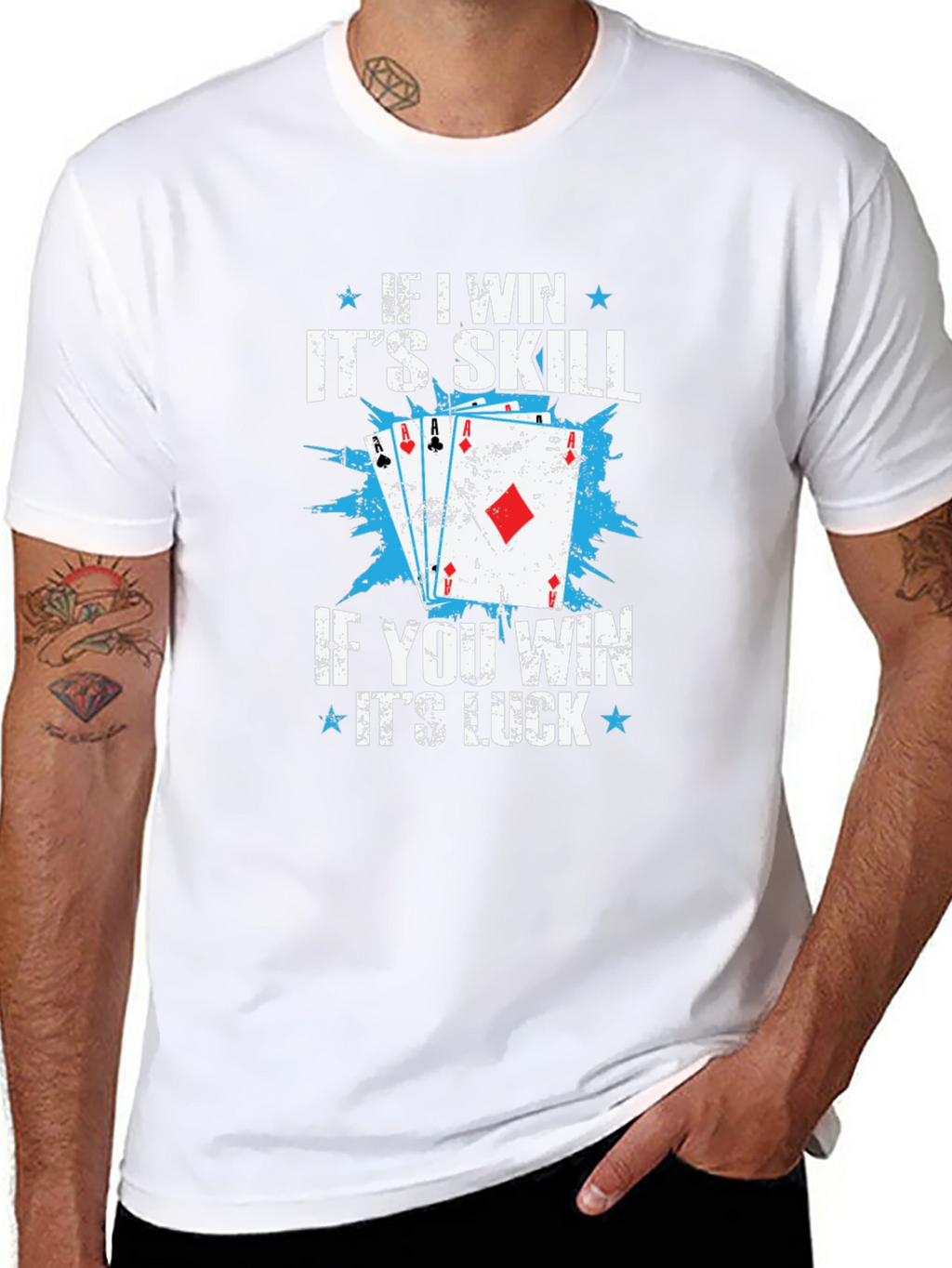 Funny Poker Skill Luck Graphic T-Shirt