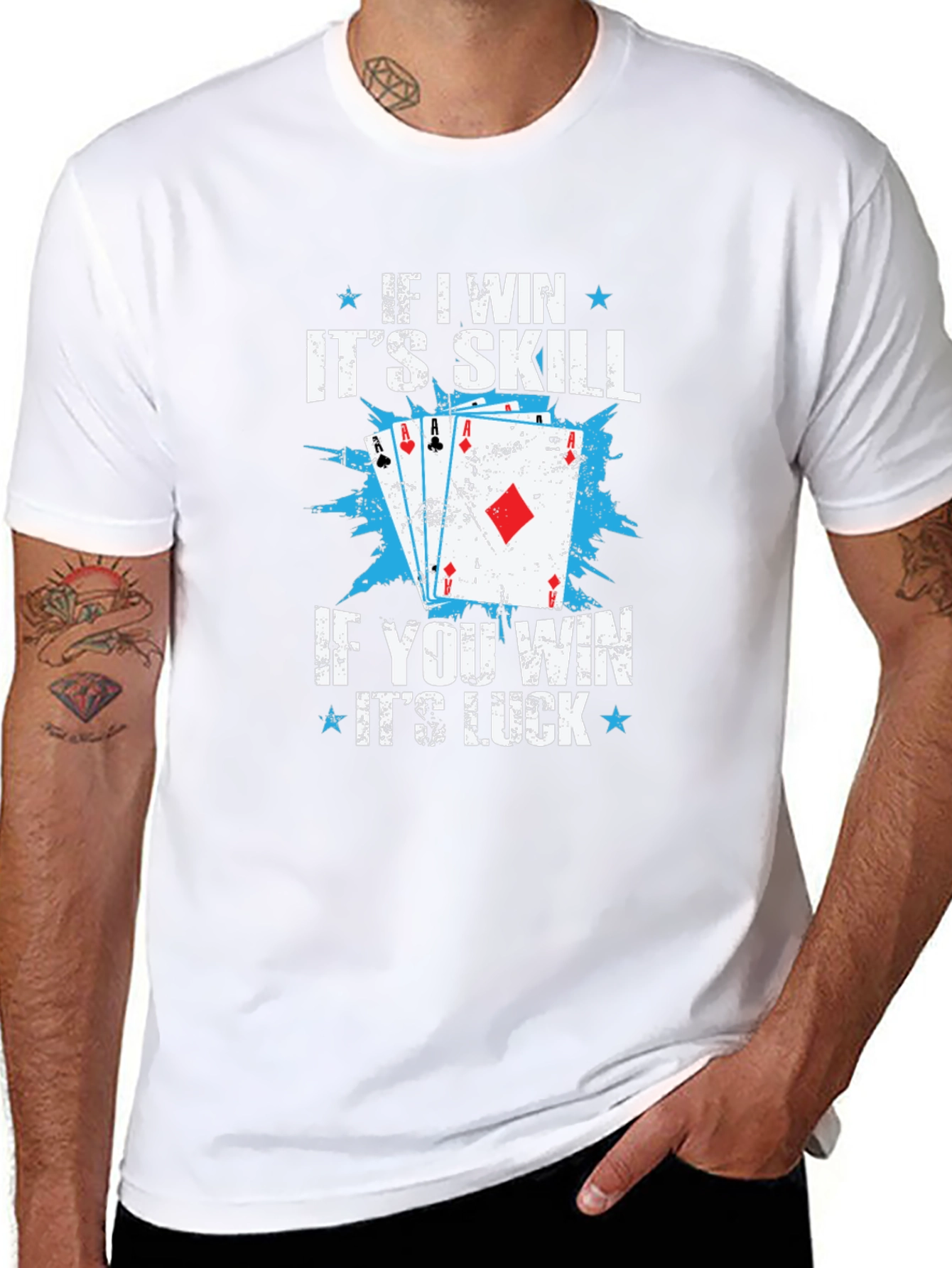 Funny Poker Skill Luck Graphic T-Shirt