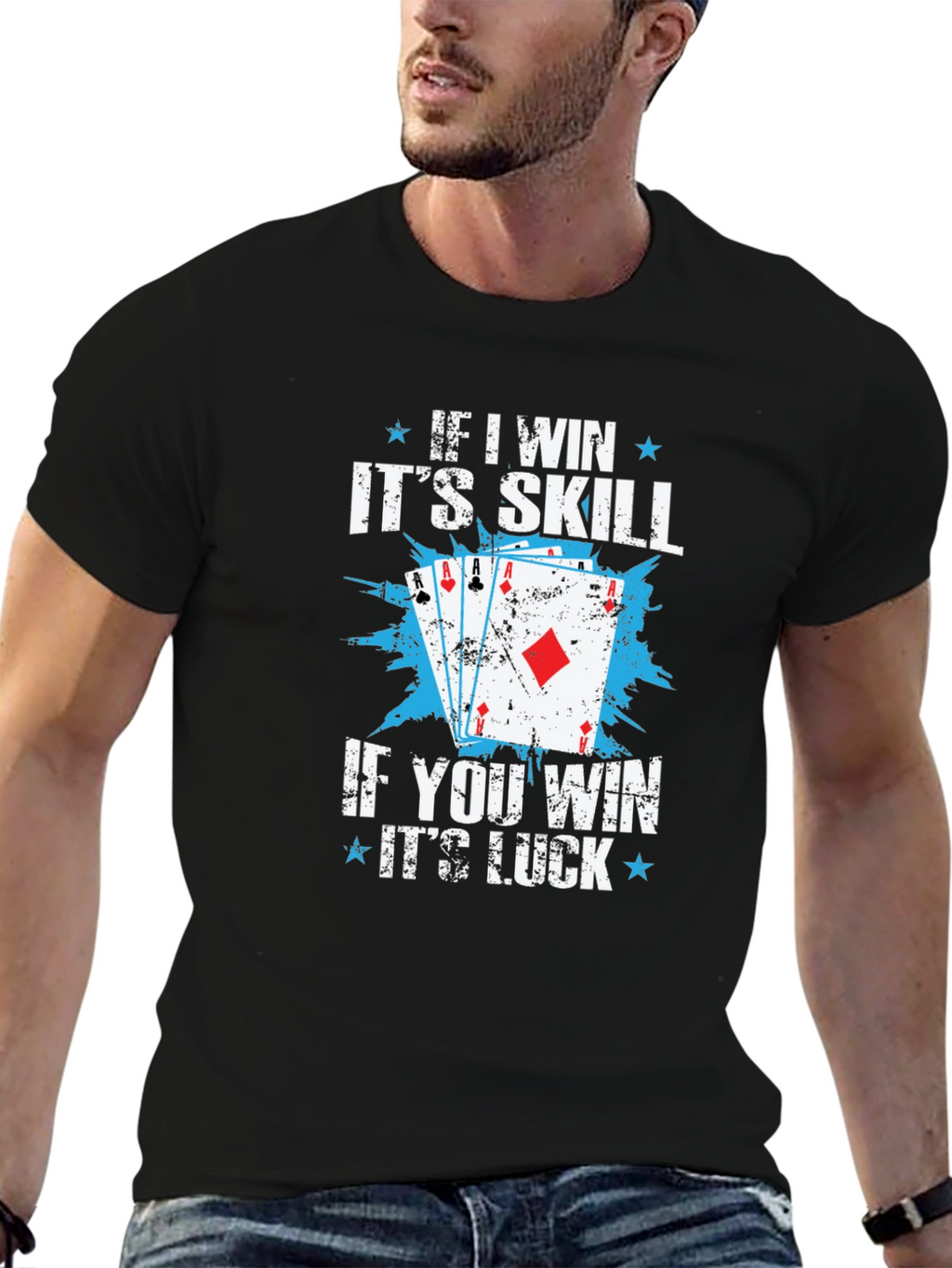 Funny Poker Skill Luck Graphic T-Shirt